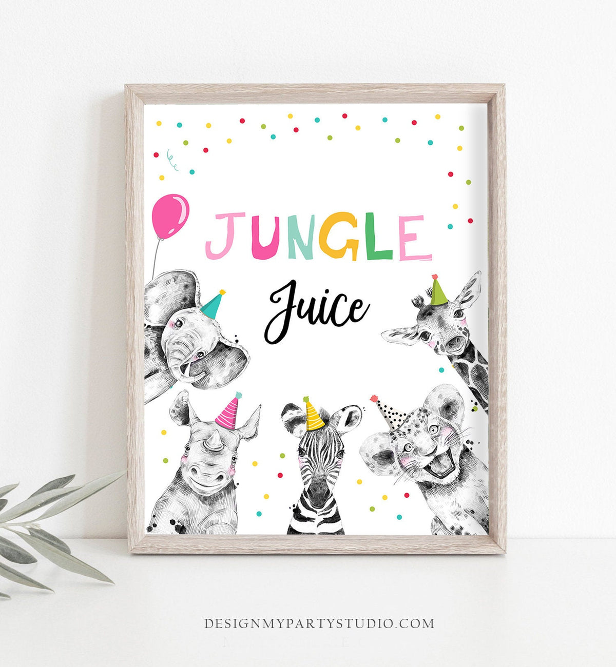 Jungle Juice Sign Drinks Table Decor Safari Animals Birthday Wild One Animals Girl Party Animals Table Sign Zoo Party Jungle Printable 0390