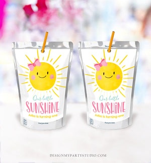 Editable Sunshine Capri Sun Labels Juice Pouch Labels Sunshine Birthday Girl Pink Little Sunshine Download Corjl Template Printable 0141
