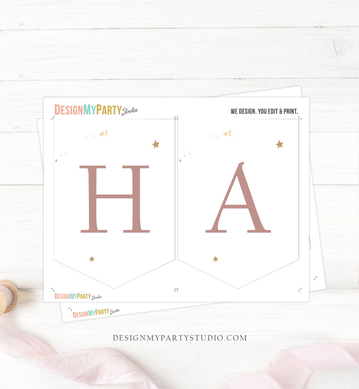Happy Birthday Banner Rainbow Banner Girl Rainbow First Birthday Decorations Rainbow Boho Pastel Instant download PRINTABLE DIGITAL DIY 0387