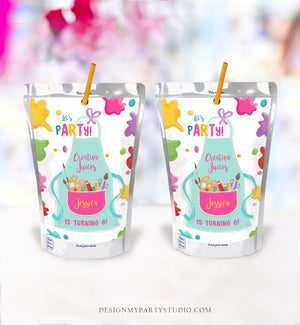 Editable Art Party Birthday Capri Sun Labels Art Party Juice Label Girl Birthday Decor Paint Party Download Corjl Template Printable 0319