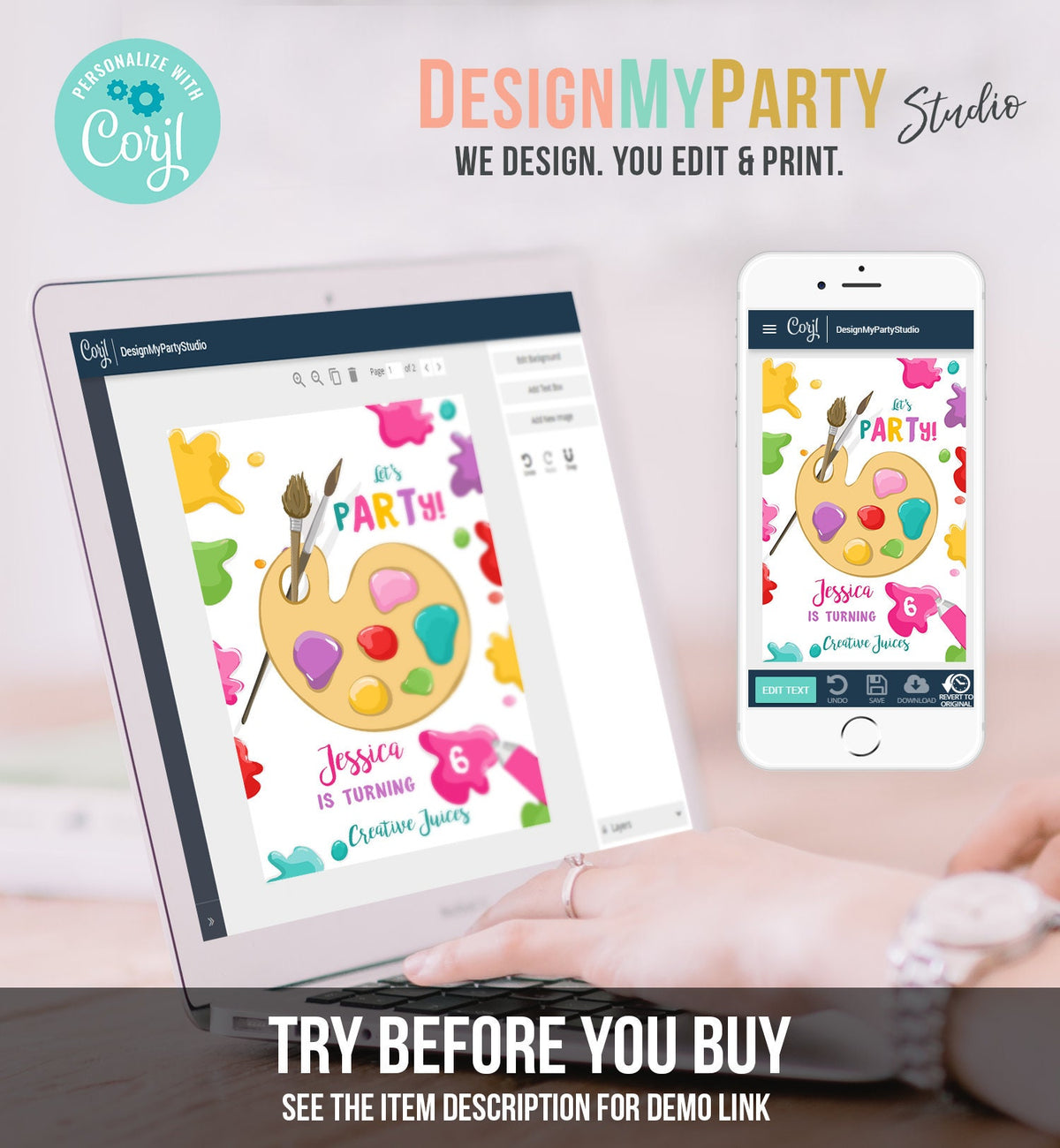 Editable Art Party Birthday Juice Pouch Label Juice Favors Girl Birthday Decor Paint Party Digital Download Template Printable 0319