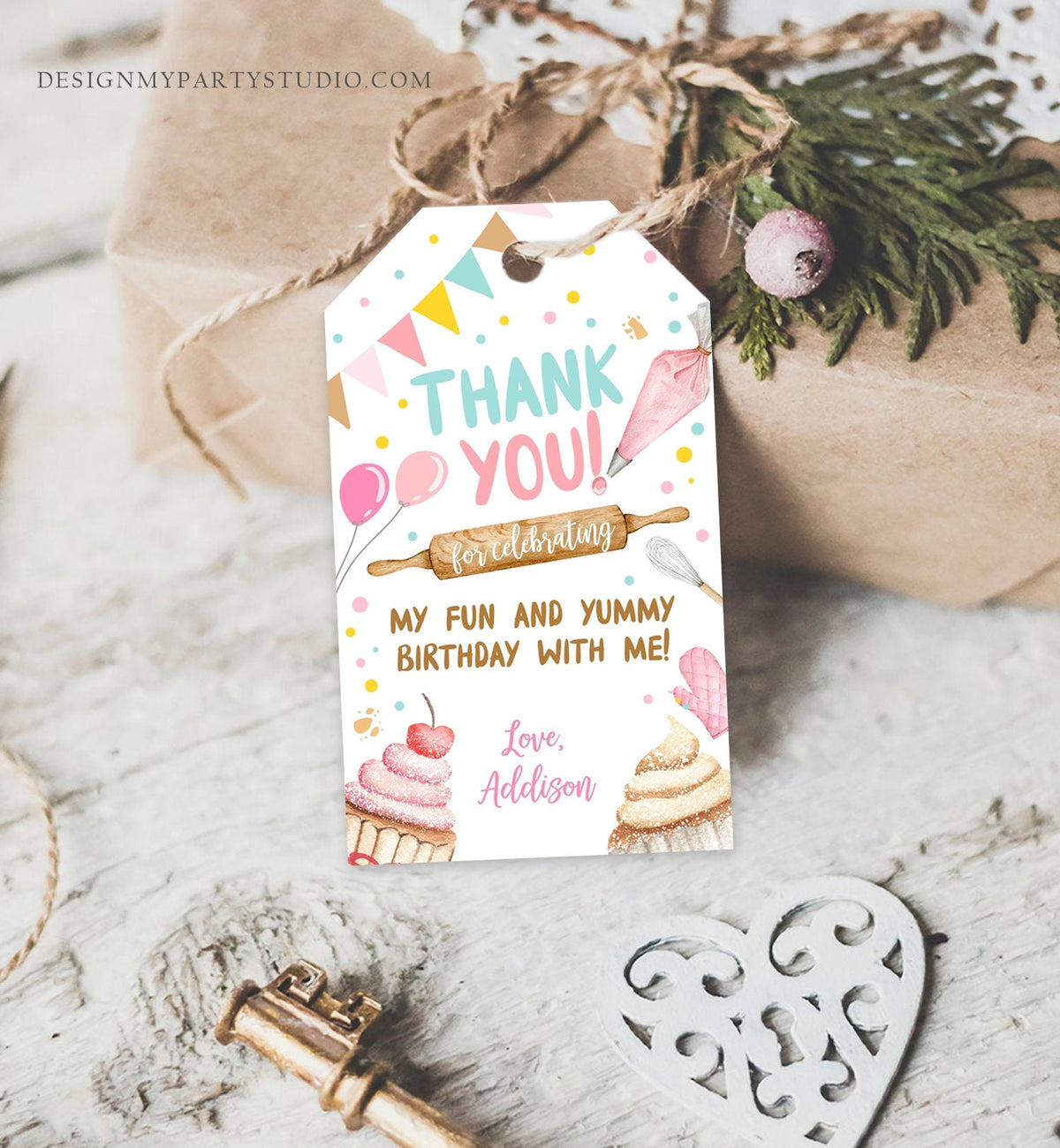 Editable Baking Favor Tags Tags Baking Birthday Thank you tags Kids Cupcake Decorating Party Little Chef Tags Template Corjl PRINTABLE 0364
