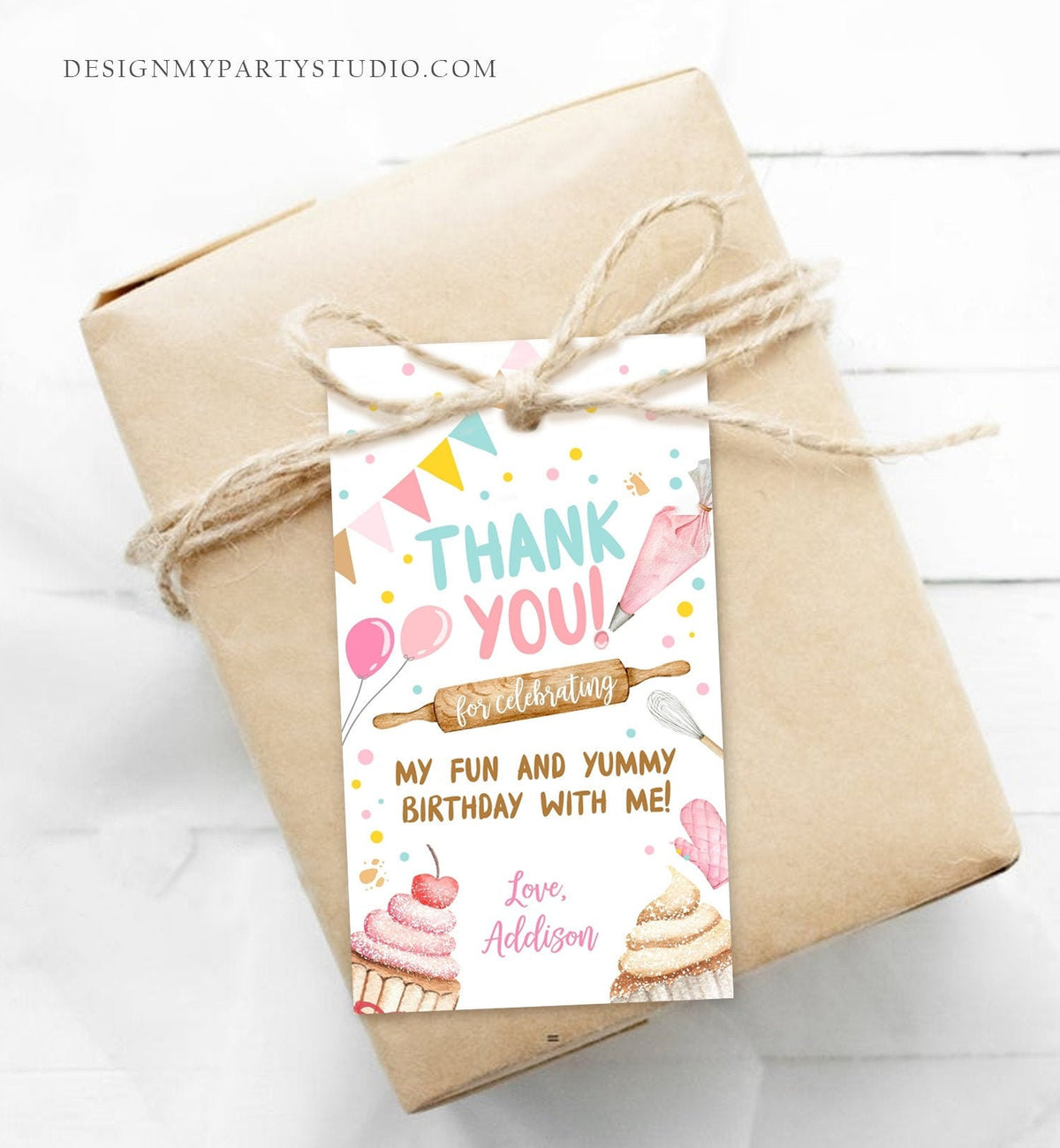 Editable Baking Favor Tags Tags Baking Birthday Thank you tags Kids Cupcake Decorating Party Little Chef Tags Template Corjl PRINTABLE 0364