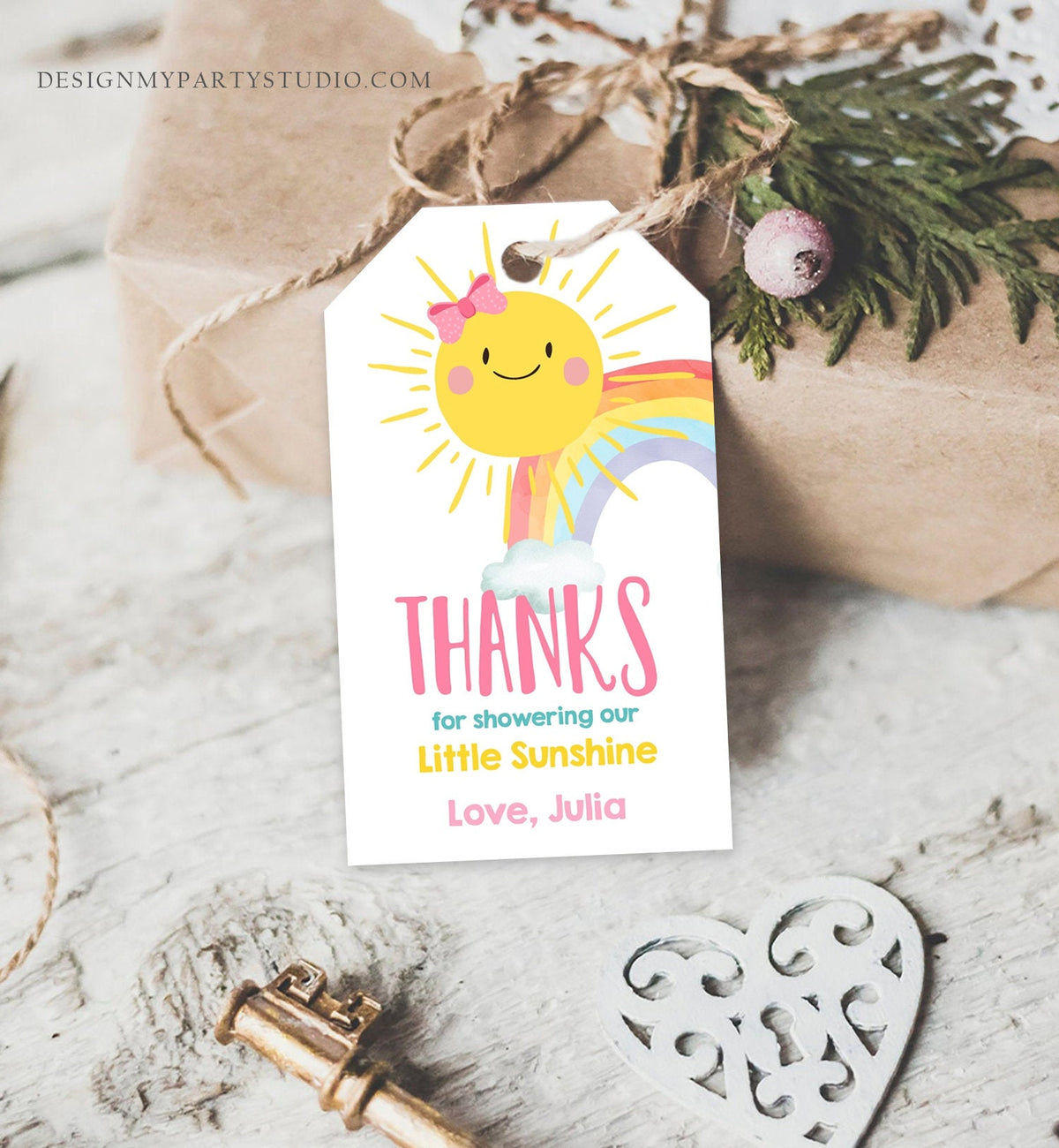 Editable Sunshine Favor Tag Little Sunshine Baby Shower Thank You Tag Rainbow Baby Shower Our Sunshine Corjl Template Printable 0141