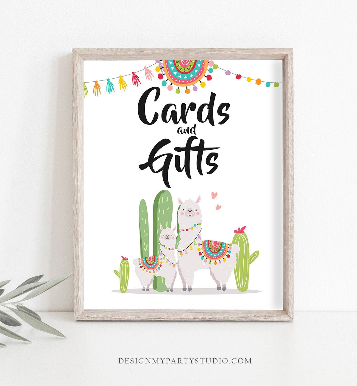 Cards and Gifts Sign Fiesta Cards Llama Cards and Gifts Pink Girl Gift Table Baby Shower Decor Mexican 8x10 Digital Download Printable 0079