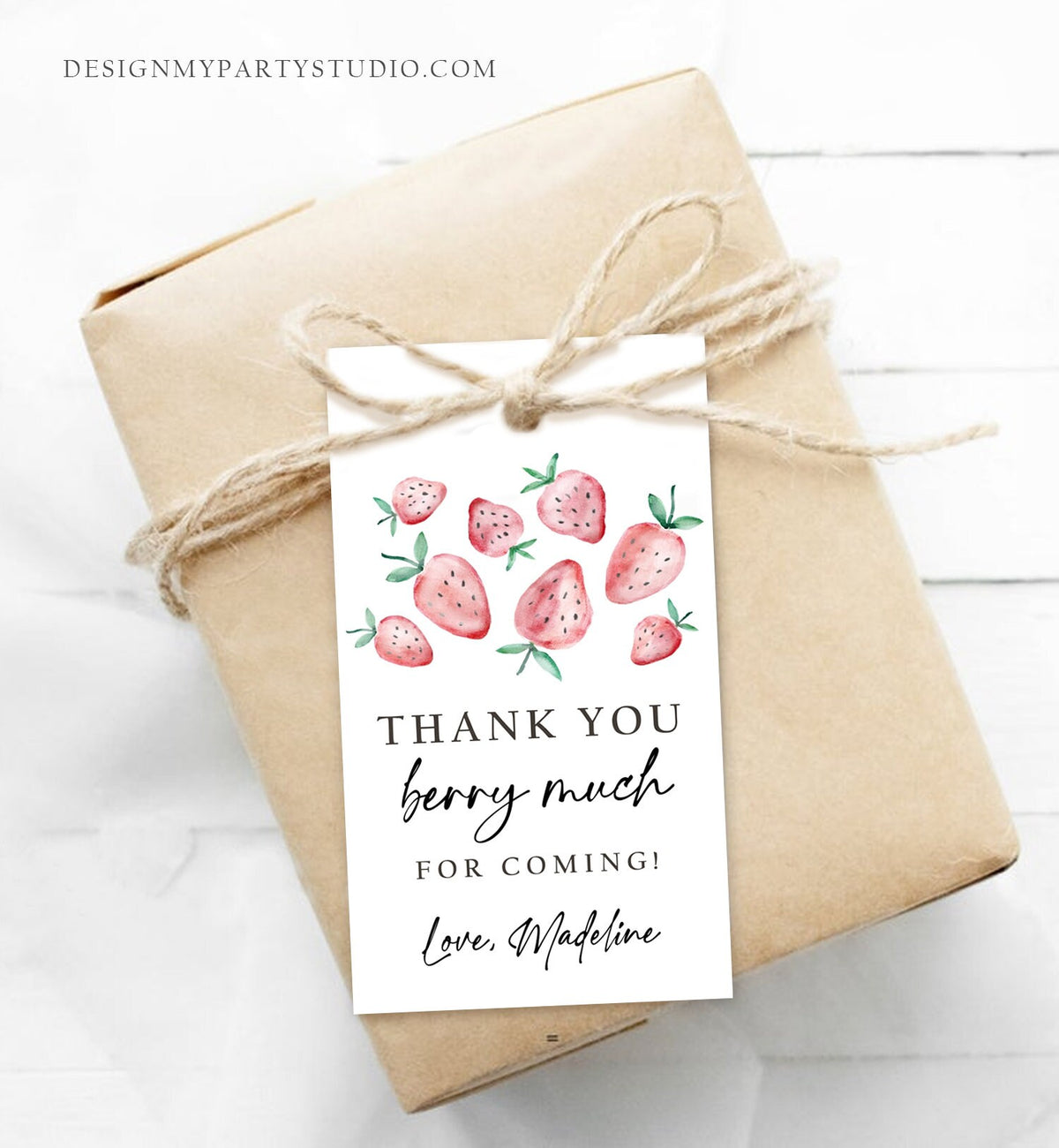 Editable Strawberry Favor Tags Strawberry Birthday Thank you tags Label Berry Much Gift tags Farmers Market Digital Template Printable 0399