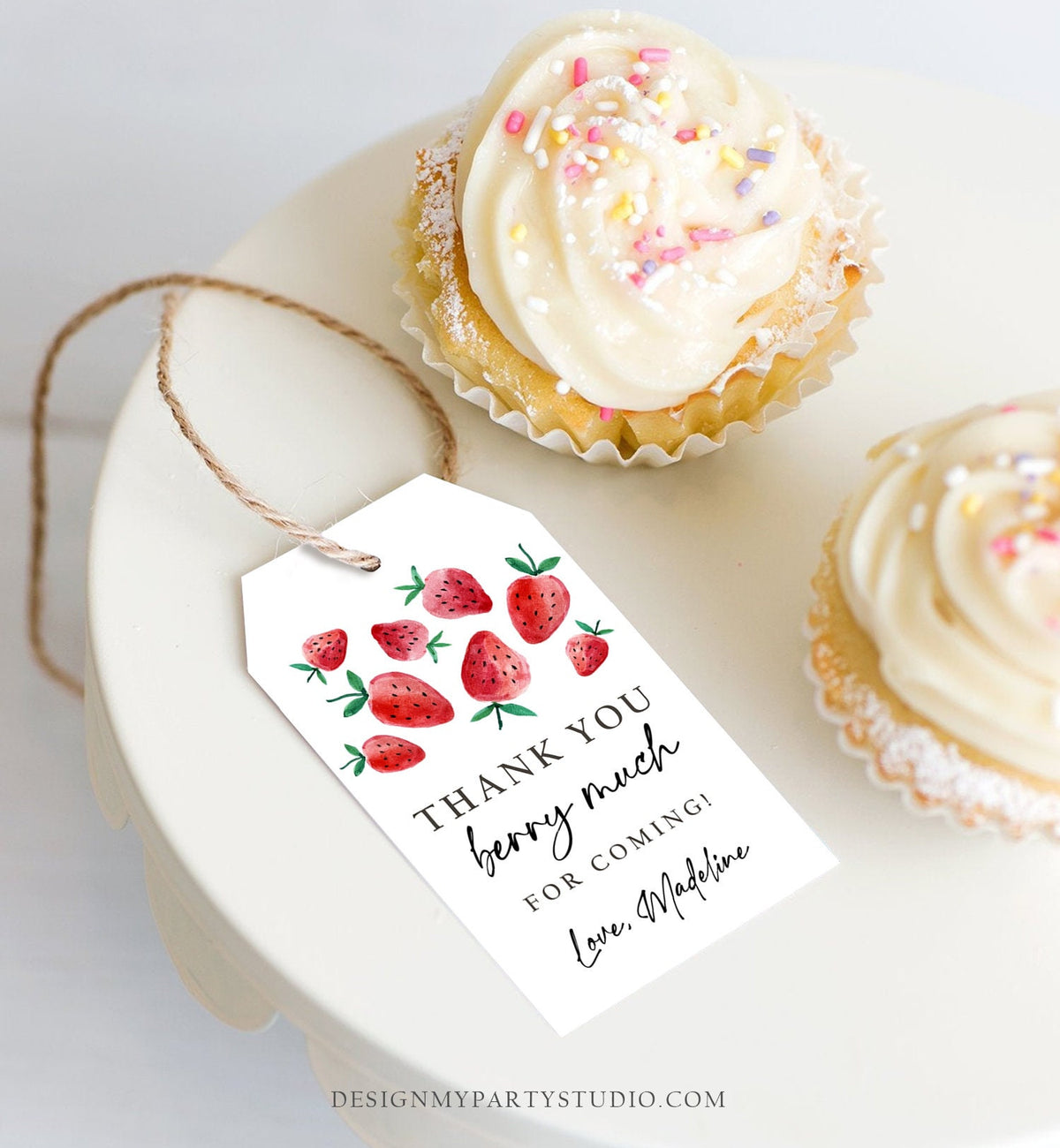 Editable Strawberry Favor Tag Strawberry Birthday Thank You Tag Label Berry Much Gift Berry First Sweet Digital Template Printable 0399
