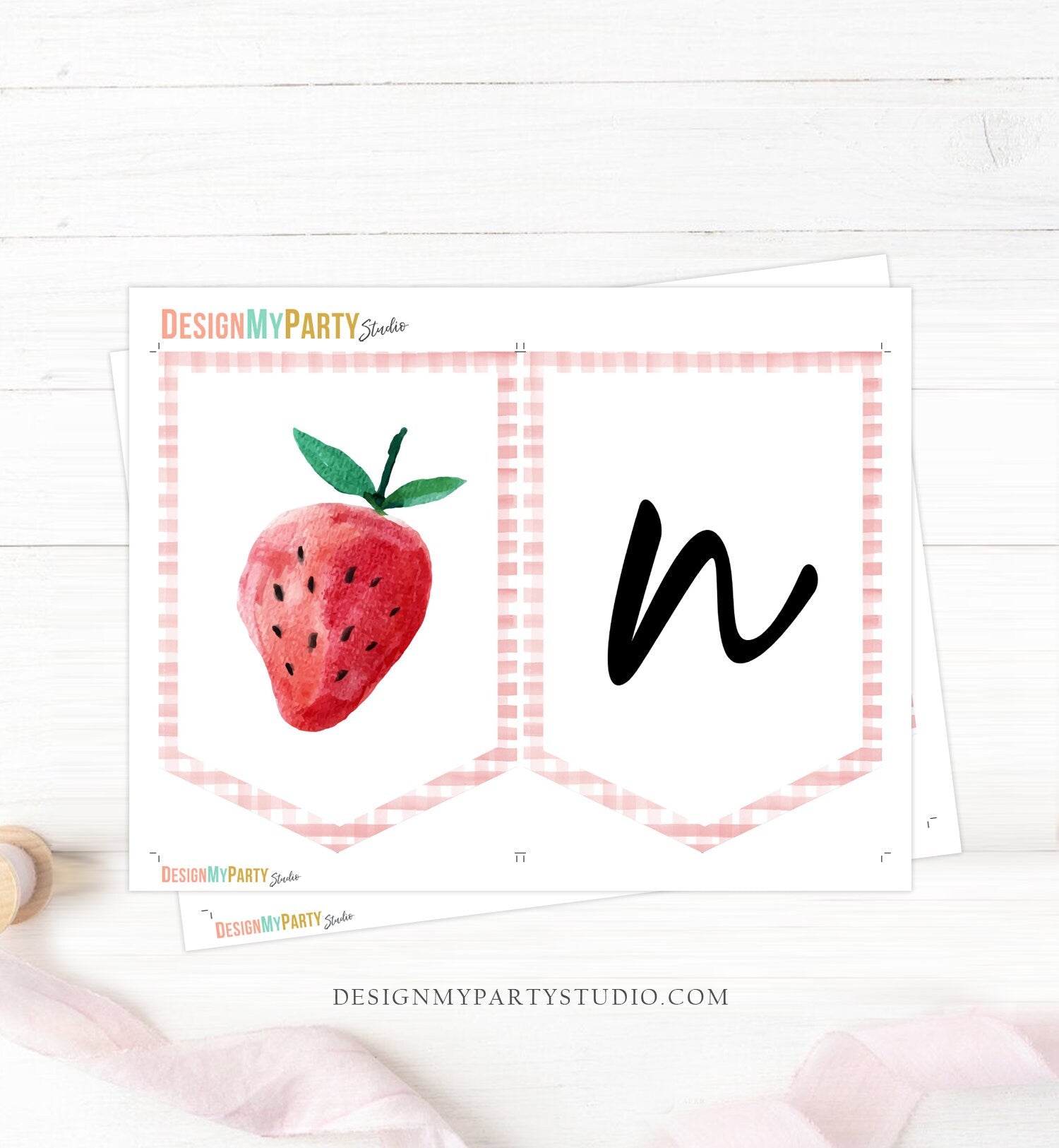 Strawberry High Chair Banner Berry First Birthday Girl 1st Strawberry Garland High Chair Banner ONE Fruit Party Decor PRINTABLE Digital 0399