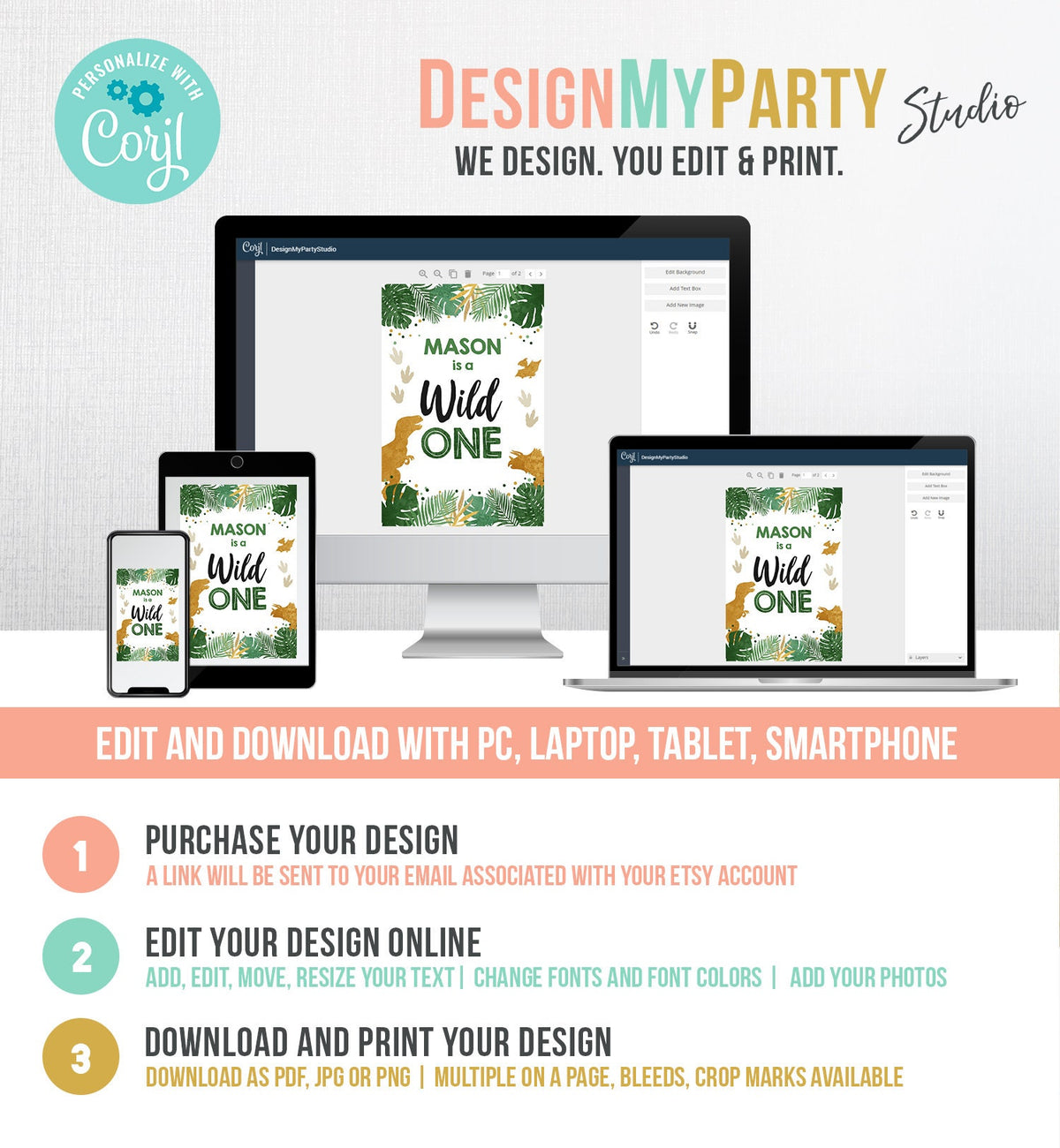 Editable Wild One Dinosaur Juice Pouch Label Juice Favors Gold Dino Boy Birthday T-Rex Dinosaur Digital Download Template Printable 0146