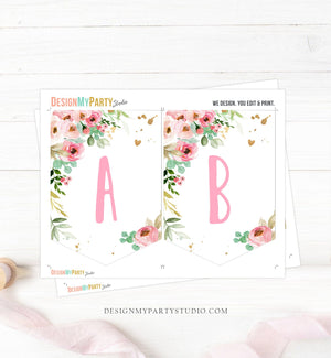 Floral A-Z Birthday Banner Girl Miss Onederful Alphabet Numbers Banner Wild One First Happy Birthday Banner Decor Download Printable 0147