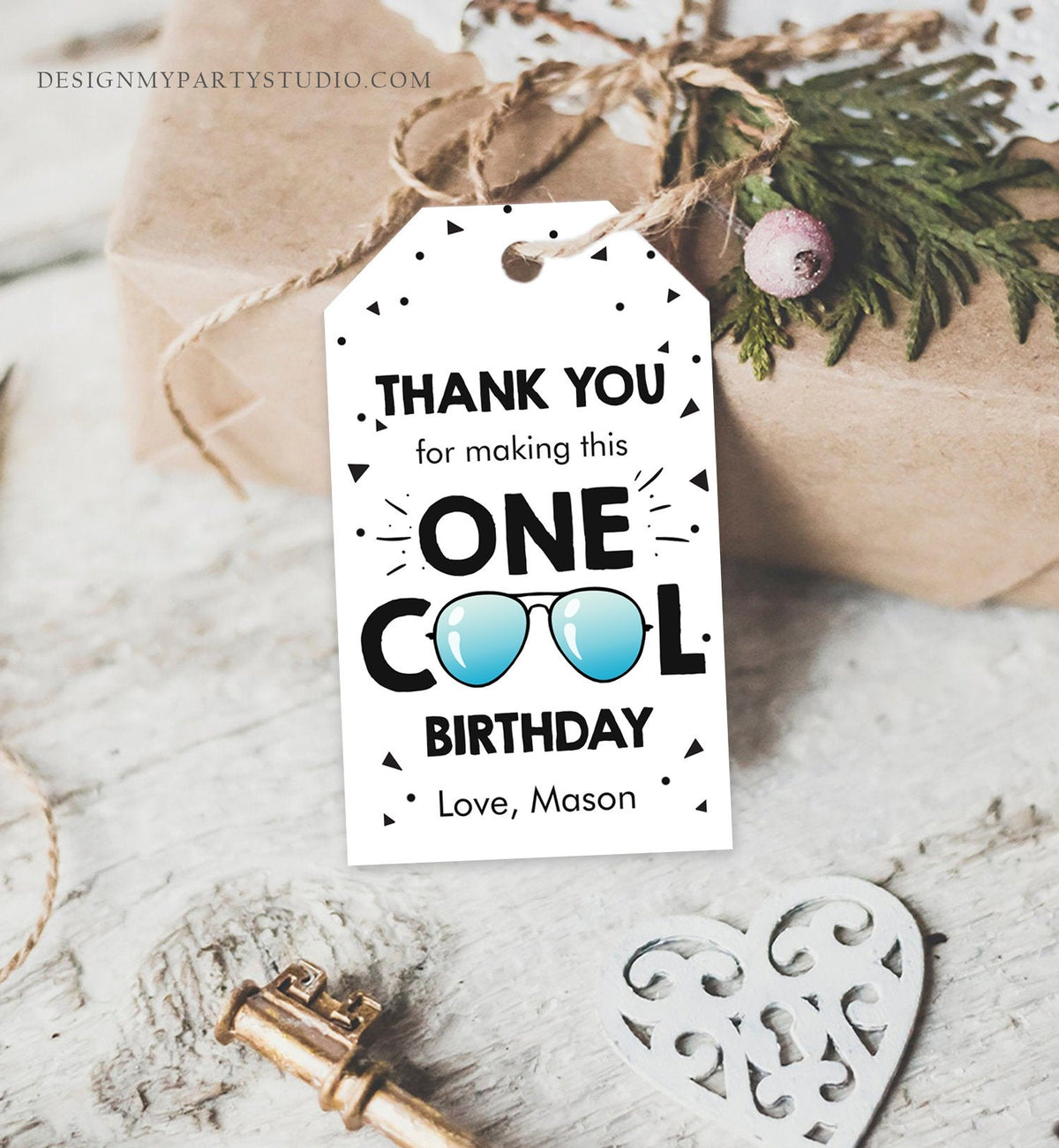 Editable One Cool Dude Favor Tag Birthday Thank You Boy First Birthday 1st Gift Tags Sunglasses Digital Download Template Printable 0136