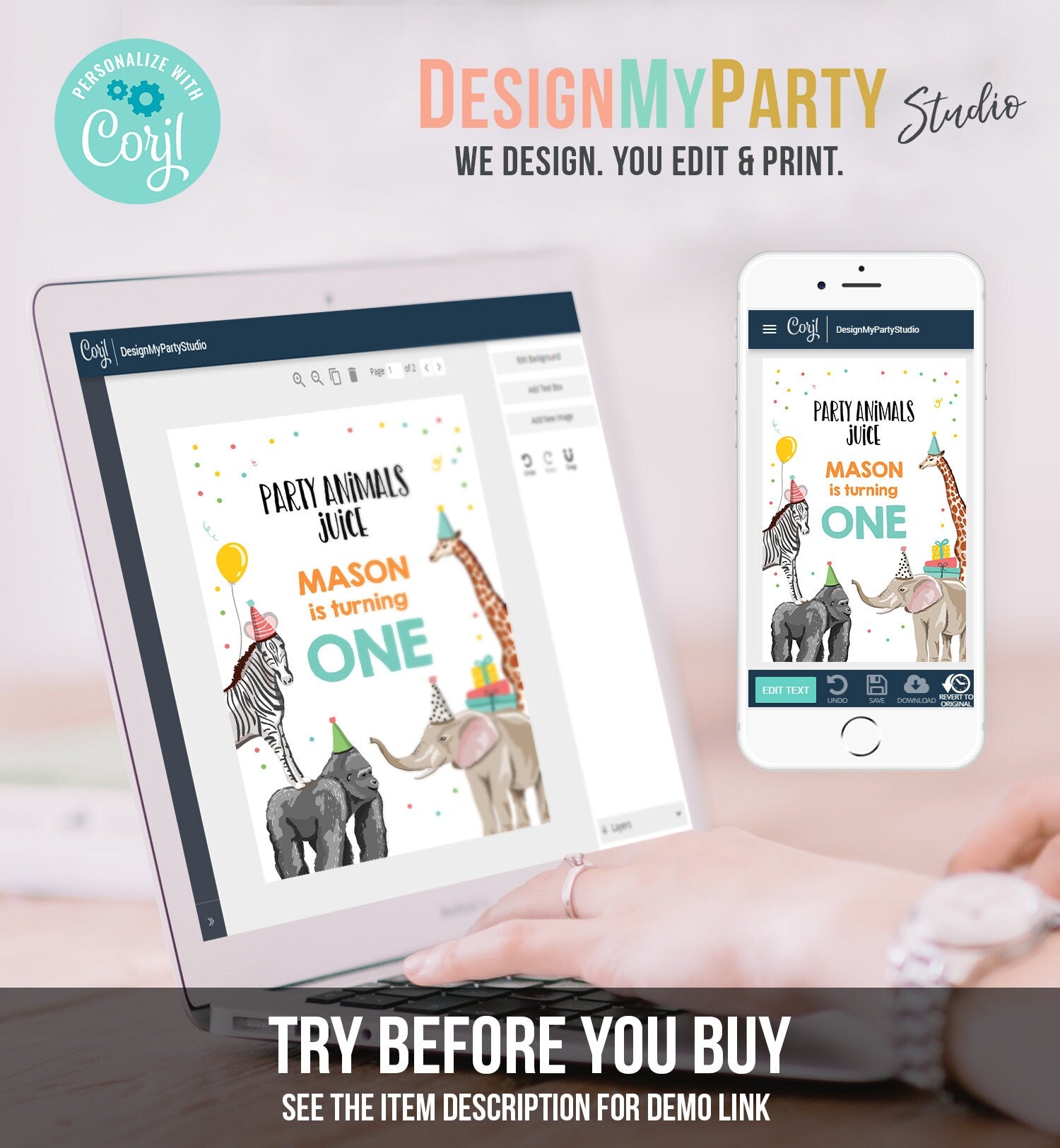 Editable Party Animals Juice Pouch Label Juice Favors Party Animals Birthday Boy Zoo Wild One Digital Download Template Printable 0142