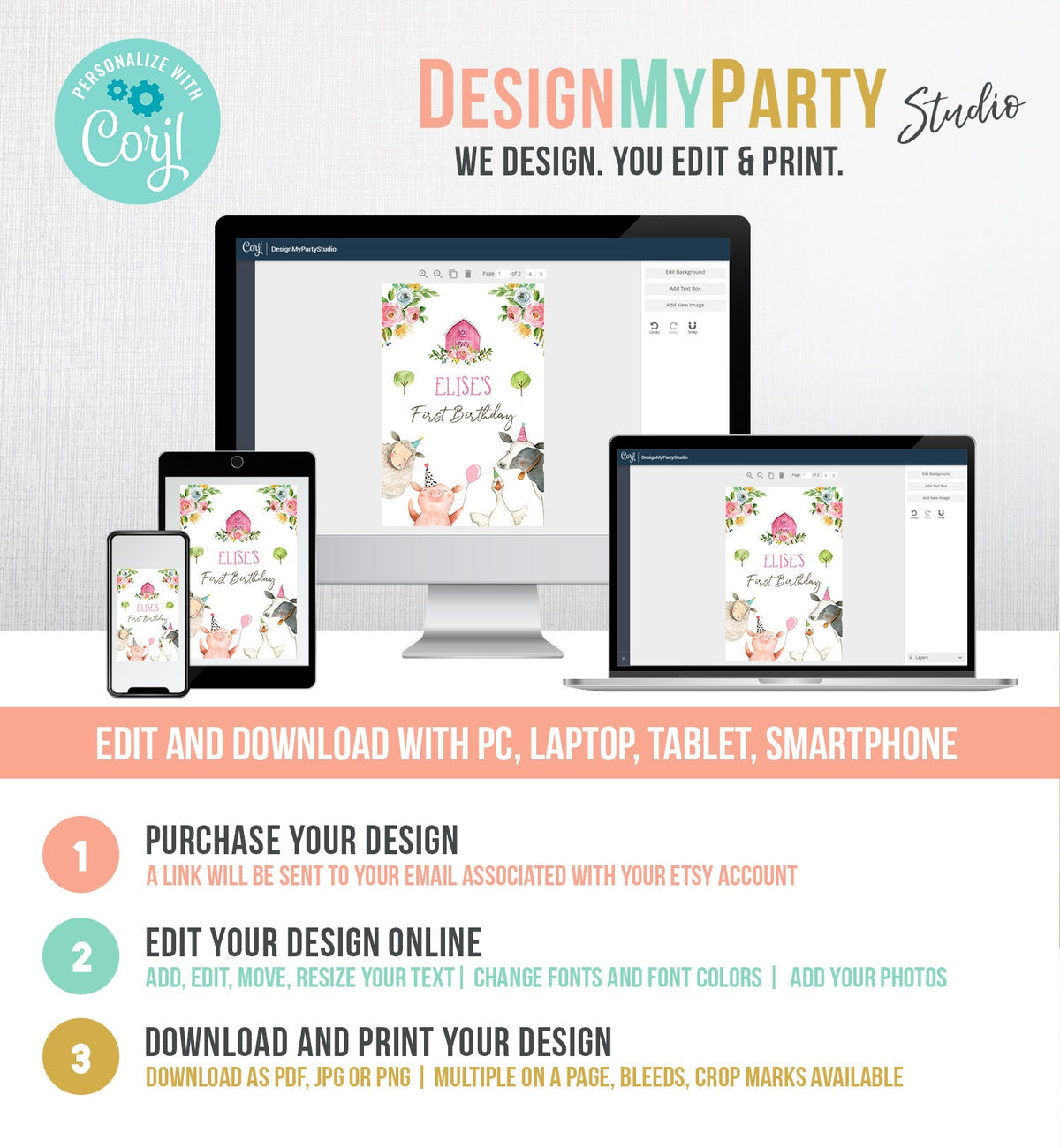 Editable Farm Birthday Juice Pouch Labels Farm Animals Birthday Barnyard Party Girl Pink Farm Download Digital Template Printable 0155