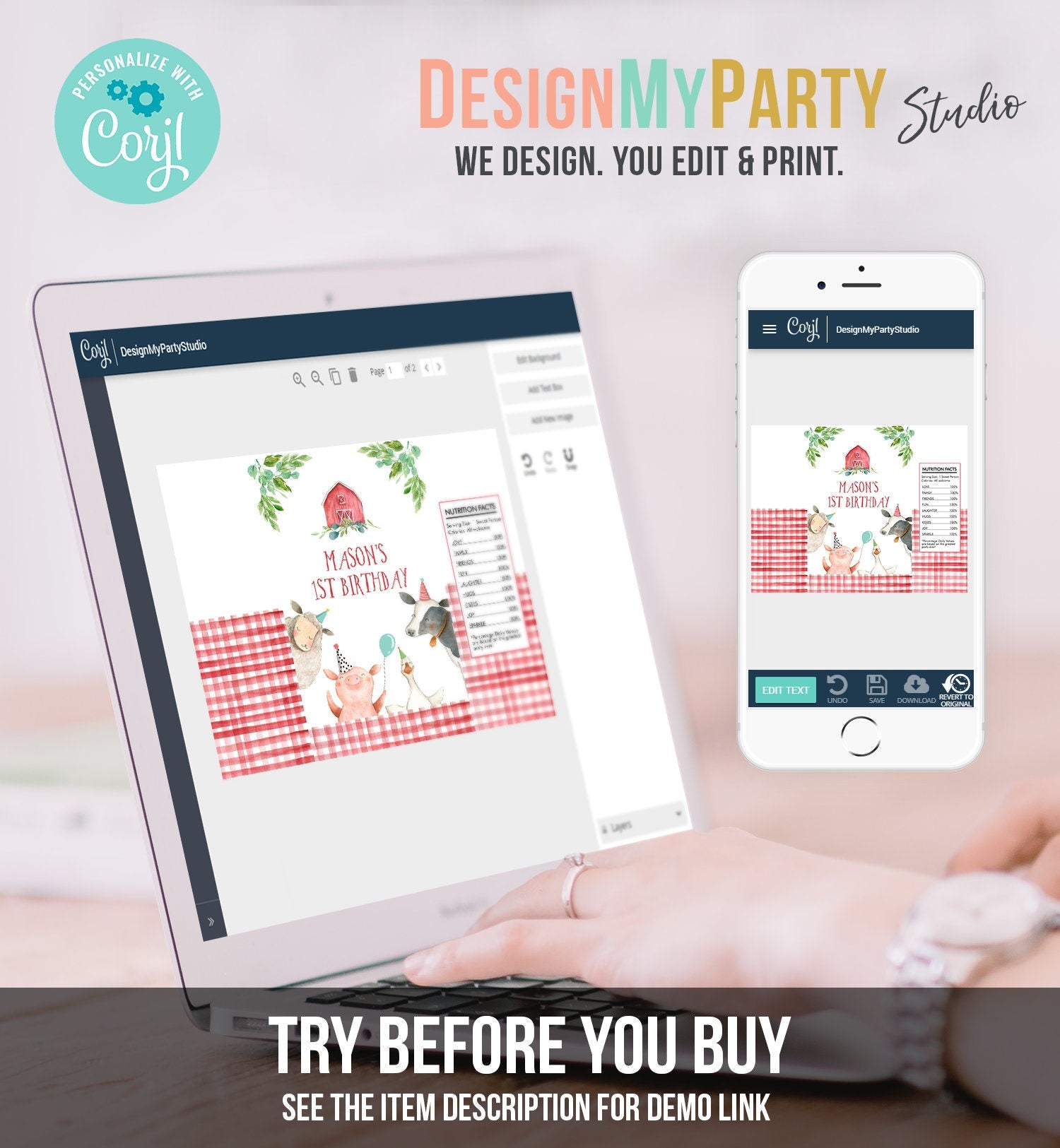 Editable Farm Birthday Chip Bag Barnyard Birthday Decor Boy Farm McDonald Snack Favors Farm Animals Red Blue Digital Template Printable 0155