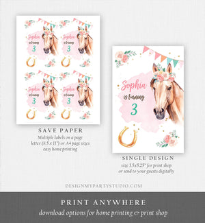 Editable Horse Birthday Capri Sun Labels Juice Pouch Labels Cowgirl Party Girl Birthday Decor Floral Download Corjl Template Printable 0398