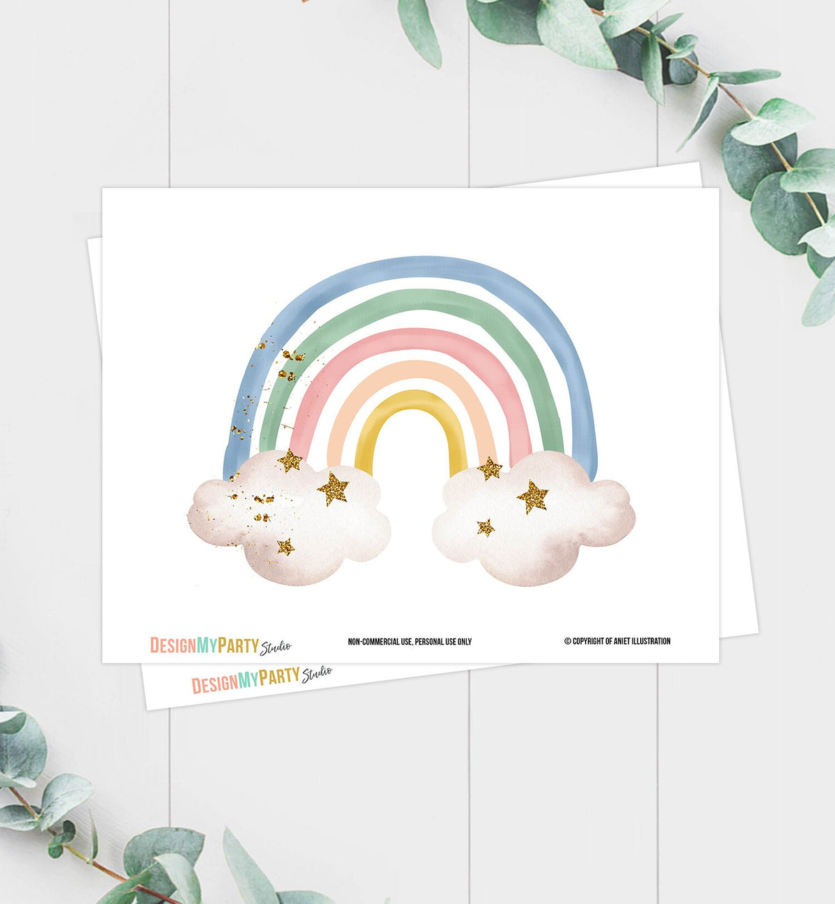 Rainbow Cake Topper Rainbow Centerpieces Toppers Birthday Party Boho Table Decor Girl Party Sign Watercolor Digital Printable 0387