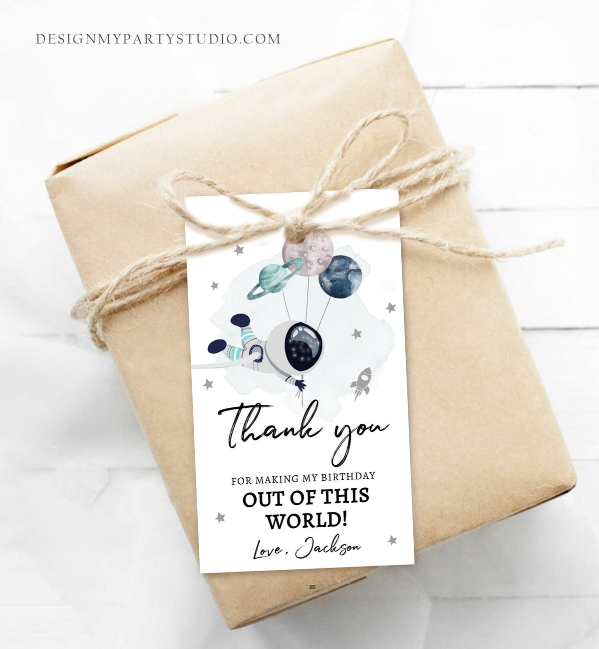 Editable Outer Space Favor Tag Astronaut Birthday Thank You Label Galaxy Gift Tags Trip Out Of World Planets Digital Template Printable 0366
