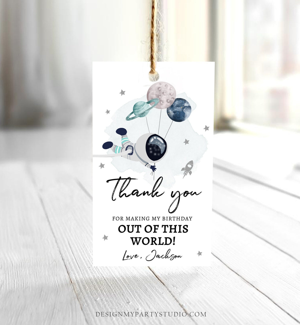Editable Outer Space Favor Tag Astronaut Birthday Thank You Label Galaxy Gift Tags Trip Out Of World Planets Digital Template Printable 0366