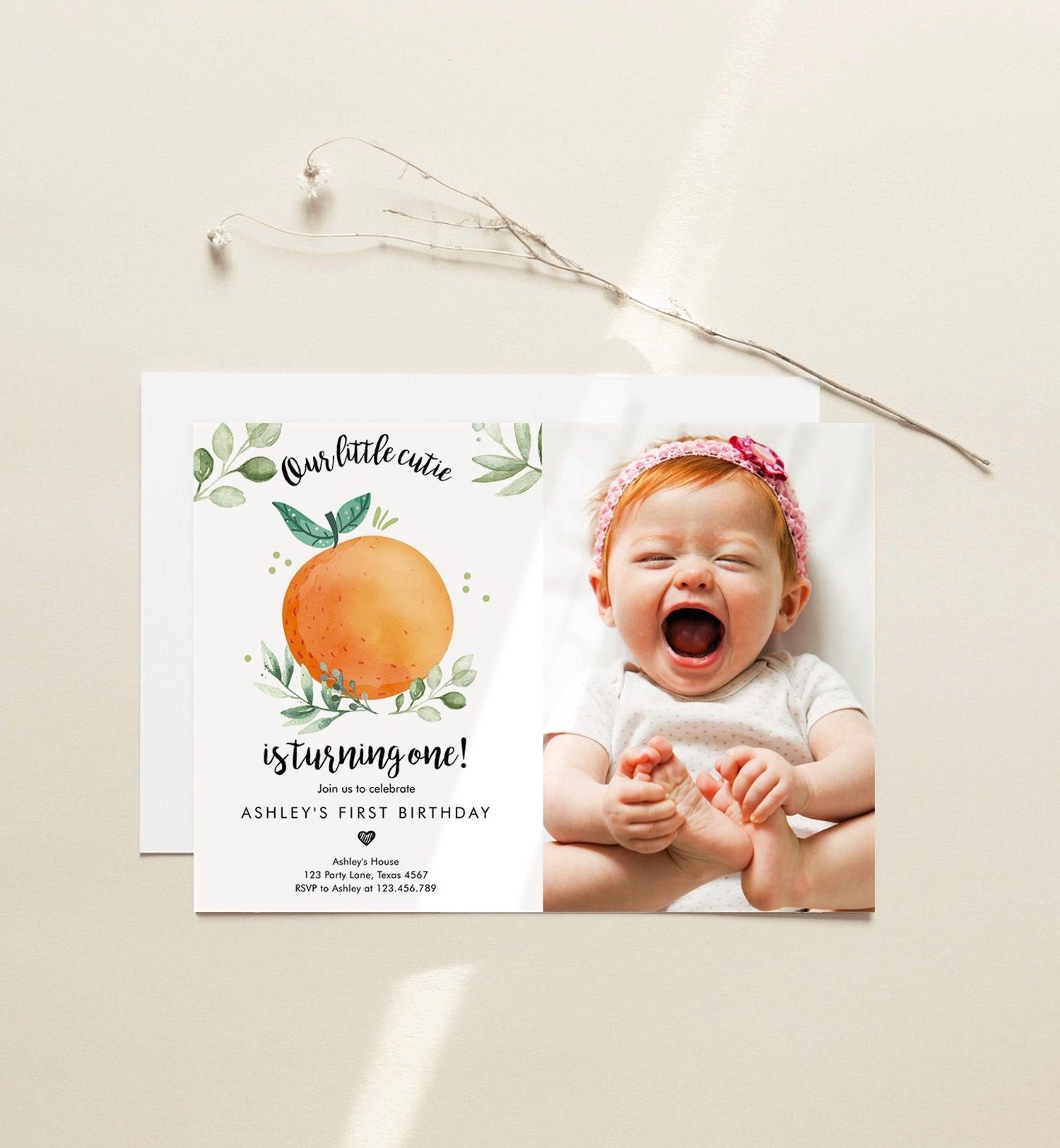 Editable Little Cutie Birthday Invitation Clementine Oranges Party Tutti Fruitti Orange Invite Citrus Download Printable Corjl Template 0330
