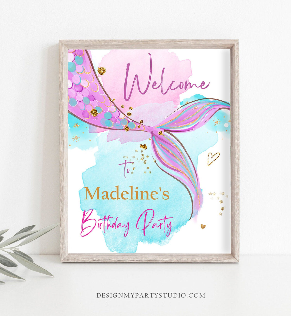 Editable Mermaid Welcome Sign Mermaid Birthday Sign Girl Mermaid Tail Birthday Decor Welcome Under The Sea Digital Template Printable 0403