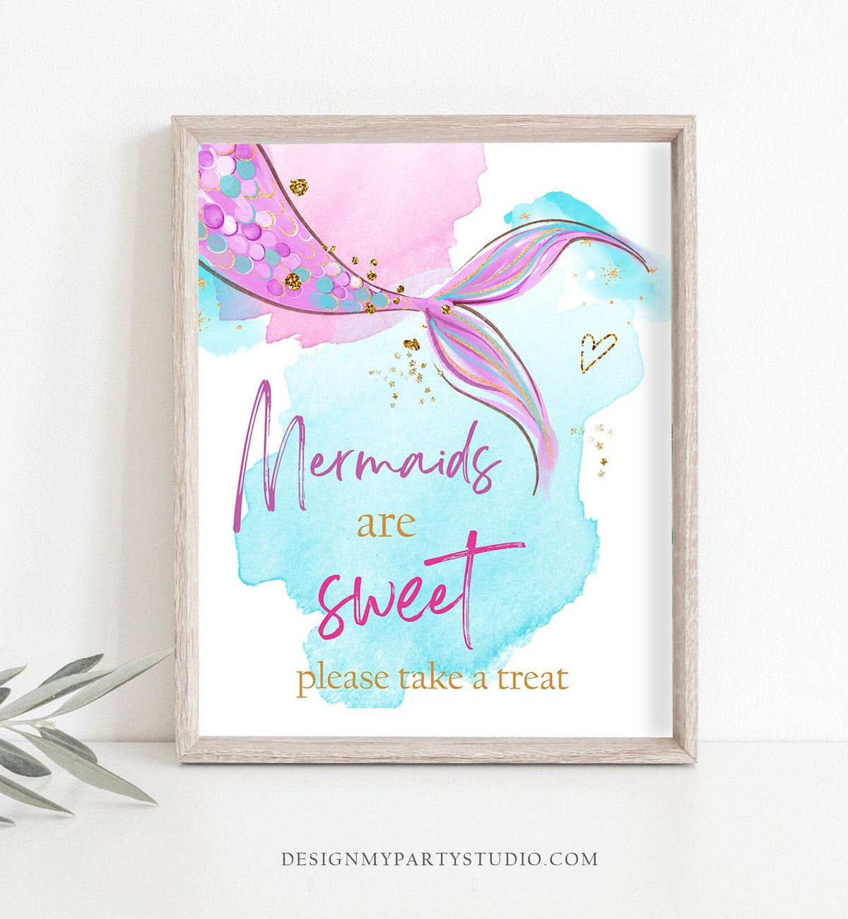 Mermaid Birthday Sign Table Decor Mermaids Are Sweet Take A Treat Sign Mermaid Party Under The Sea Favors Instant Download Printable 0403