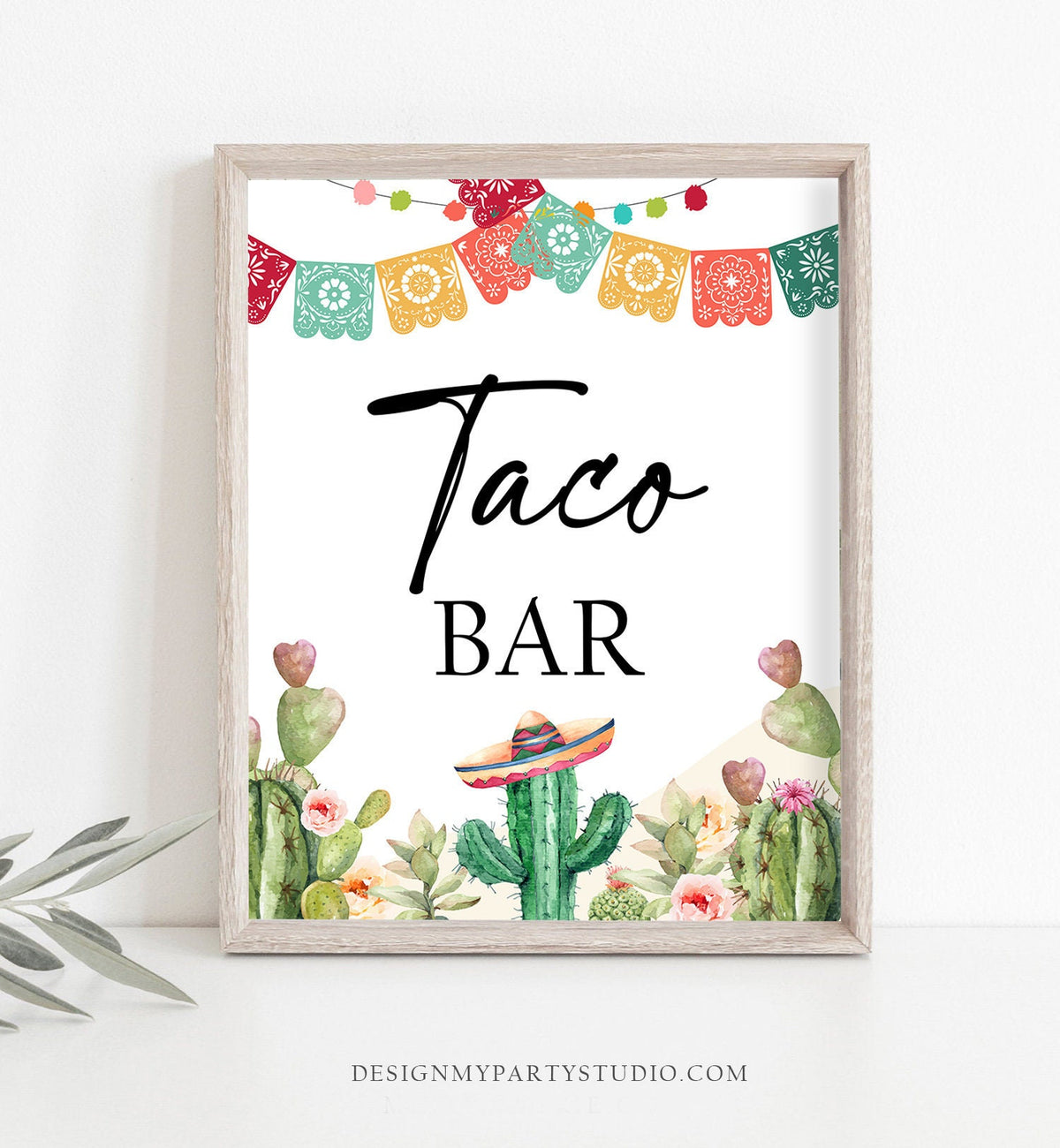Fiesta Taco Bar Sign Fiesta Theme Bridal Shower Baby Shower Decor Cactus Succulent Table Taco Sign Desert 8x10 Download Printable 0404