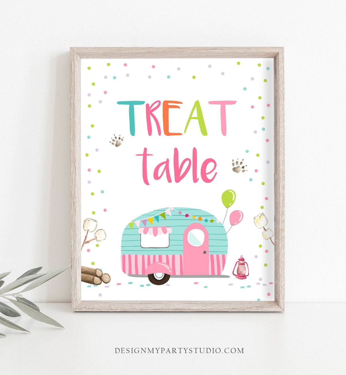 Treat Table Sign Happy Camper Birthday Sign Camper Decor Girl Glamping Camping Party Decor Favors Table Sign Instant Download Printable 0342