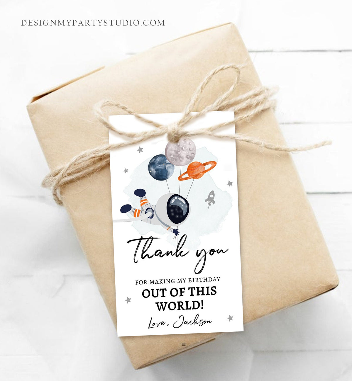 Editable Outer Space Favor Tags Astronaut Birthday Thank You Gift Label Galaxy Trip Out Of World Planets Digital Template Printable 0366