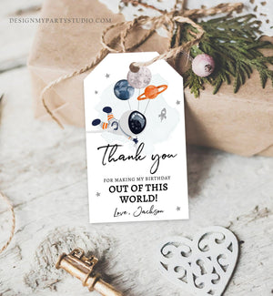 Editable Outer Space Favor Tags Astronaut Birthday Thank you Label Galaxy Gift Tags Trip Out Of World Planets Template Corjl PRINTABLE 0366