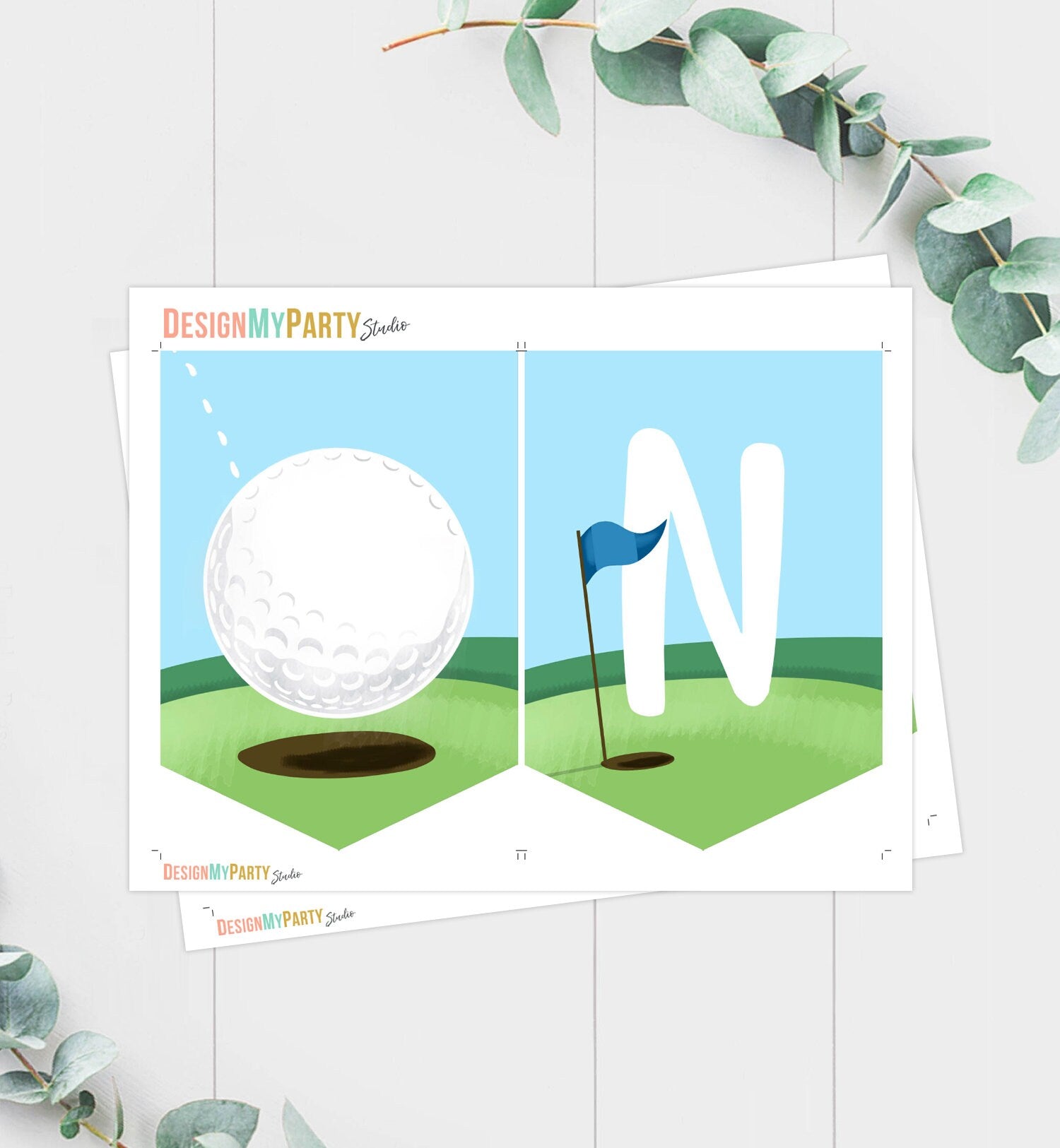 Golf High Chair Banner Hole in One 1st First Birthday Boy High Chair ONE Banner Party Decor Par-tee Golfing Download PRINTABLE Digital 0405