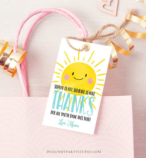 Editable Teacher Appreciation Gift Tags Sunshine Thank You Tag Schools Out Summer End of Year Tag Boy Corjl Template Printable 0141 0464