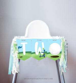 Golf High Chair Banner Hole in One 2nd First Birthday Boy High Chair TWO Banner Party Decor Par-tee Golfing Download PRINTABLE Digital 0405