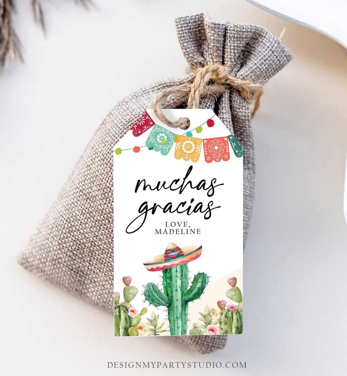 Editable Cactus Fiesta Favor Tags Fiesta Thank You Tags Mexican Muchas Gracias Bridal Shower Succulent Couples Shower Corjl Template 0404