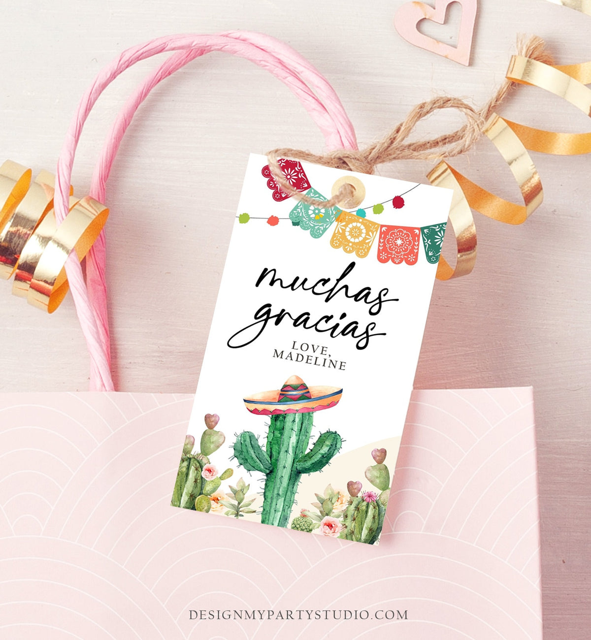 Editable Cactus Fiesta Favor Tags Fiesta Thank You Tags Mexican Muchas Gracias Bridal Shower Succulent Couples Shower Corjl Template 0404