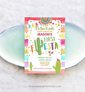 Editable Fiesta Birthday Invitation Cactus Succulent First Birthday Party Boy ANY AGE Mexican Uno Download Corjl Template Printable 0134