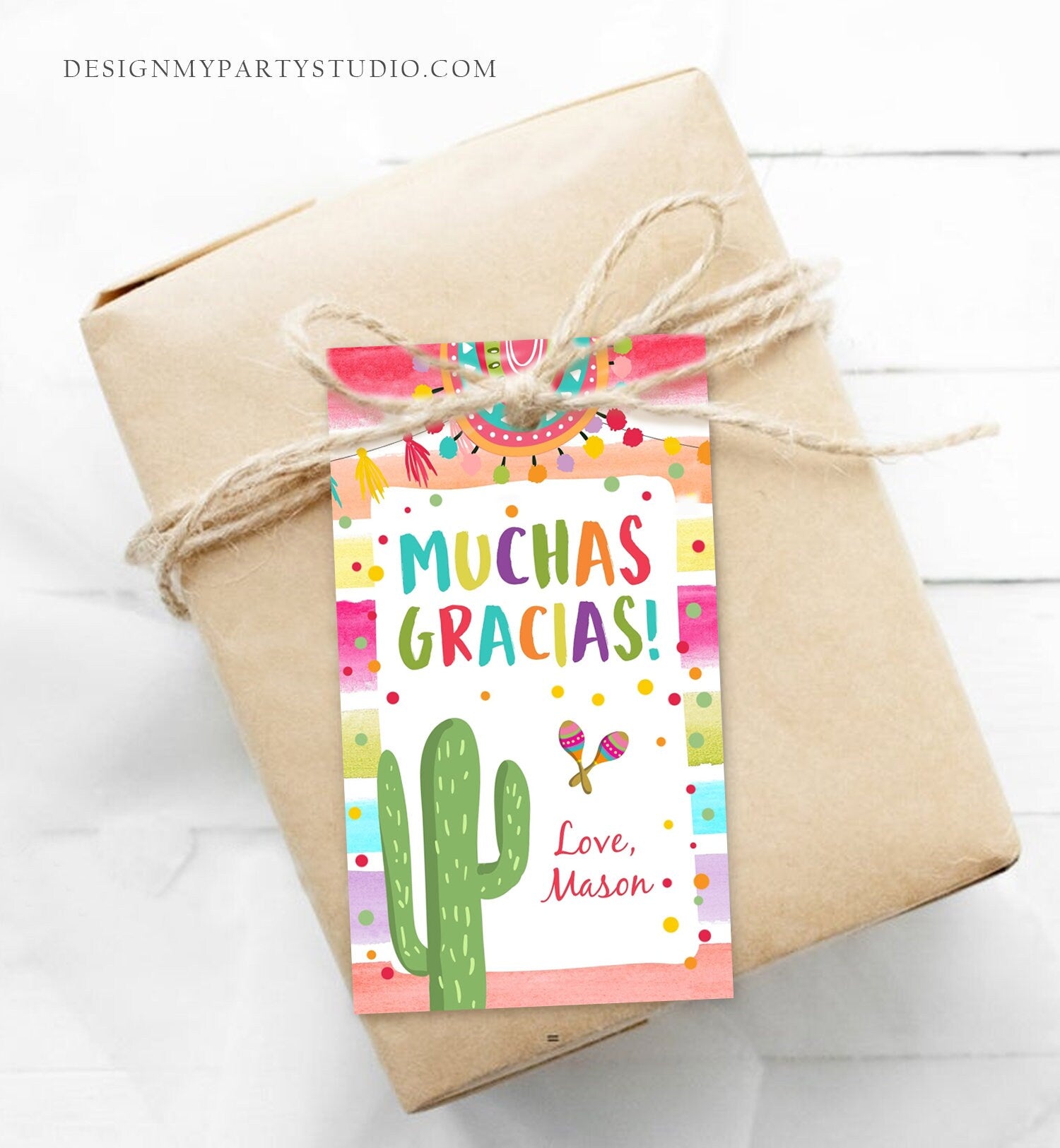 Editable Fiesta Favor Tag Fiesta Birthday Shower Thank You Tags Cactus Mexican Label Muchas Gracias Boy Floral Template Corjl 0134