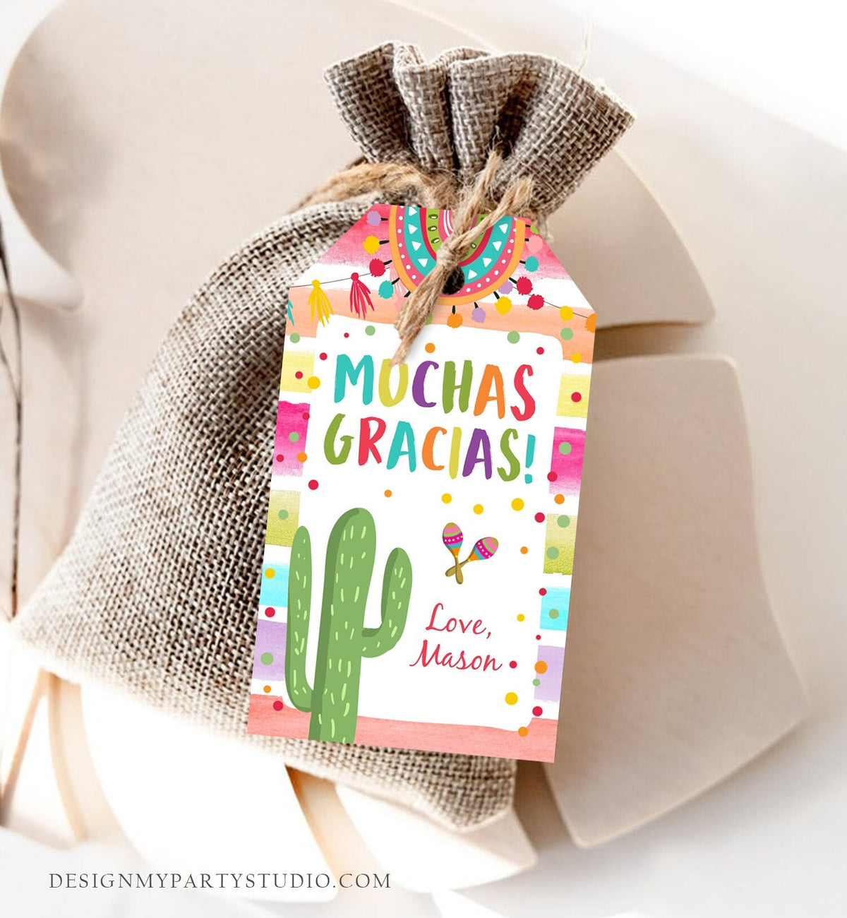 Editable Fiesta Favor Tag Fiesta Birthday Shower Thank You Tags Cactus Mexican Label Muchas Gracias First Fiesta Template Digital 0134