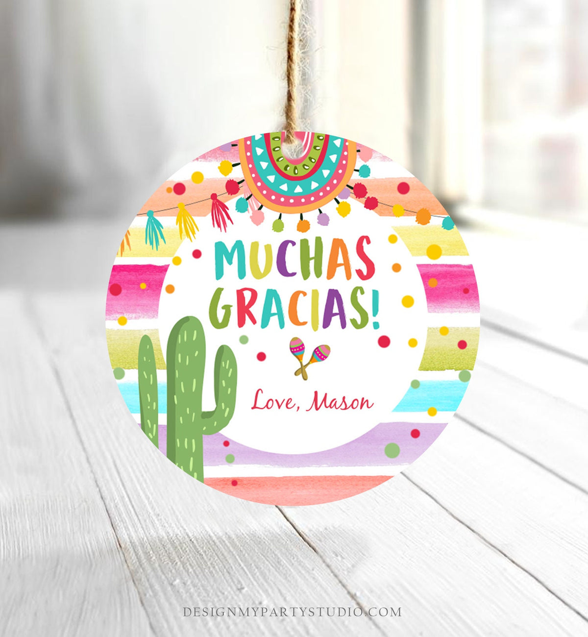 Editable Fiesta Favor Tag Muchas Gracias Thank You Tag Cactus Succulent Mexican Boy Birthday Baby Bridal Shower Taco Template Printable 0134