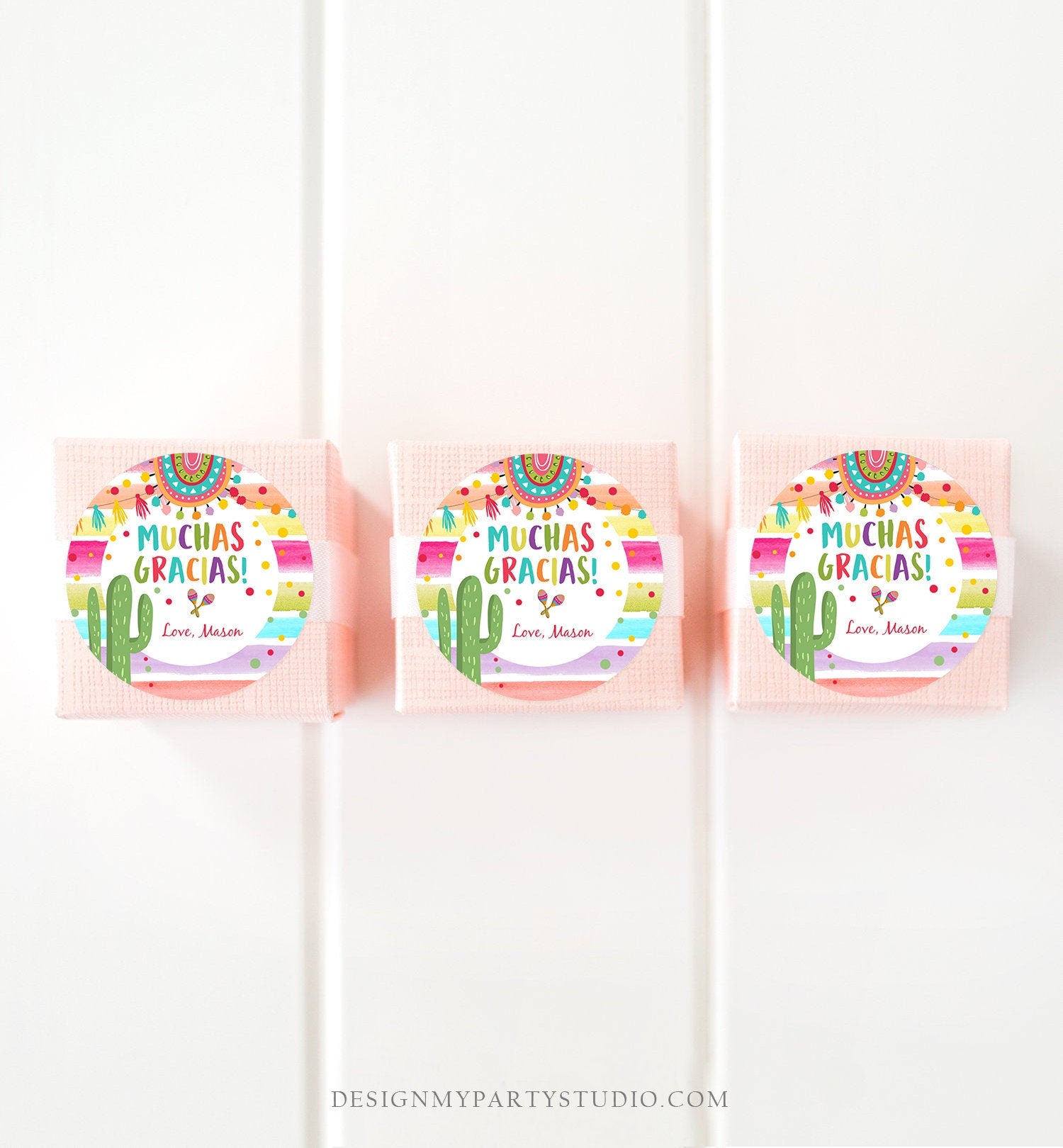 Editable Fiesta Favor Tag Muchas Gracias Thank You Tag Cactus Succulent Mexican Boy Birthday Baby Bridal Shower Taco Template Printable 0134
