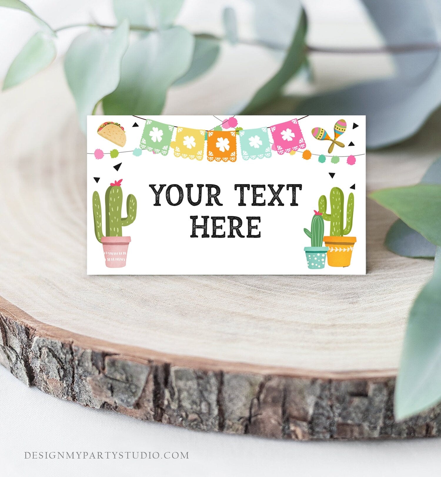 Editable Fiesta Taco Food Labels Fiesta Party Place Card Tent Card Birthday Baby Shower Mexican Fiesta Cactus Decor Corjl Template 0161