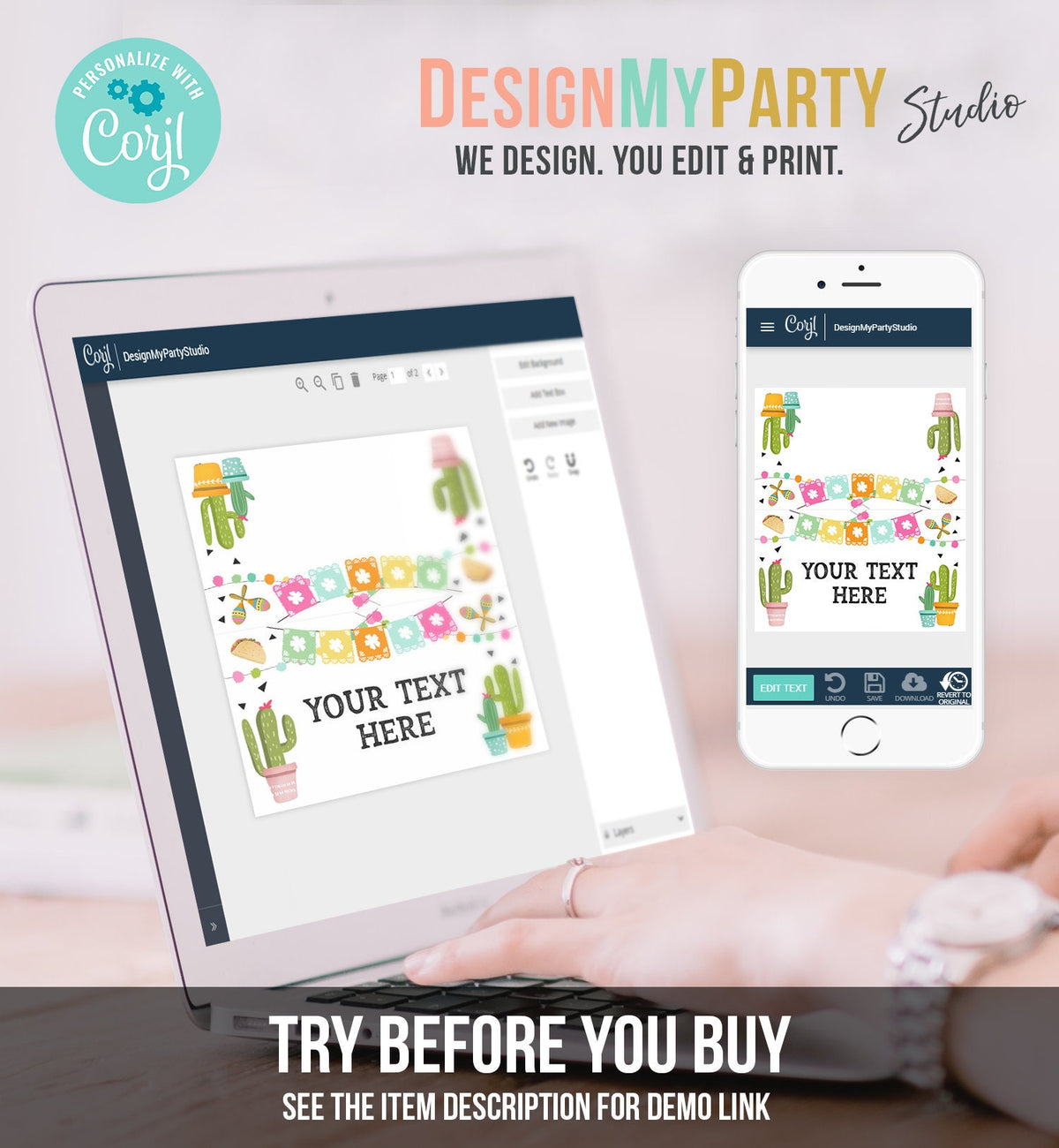 Editable Fiesta Taco Food Labels Fiesta Party Place Tent Birthday Baby Shower Mexican Fiesta Cactus Decor Digital Template Printable 0161