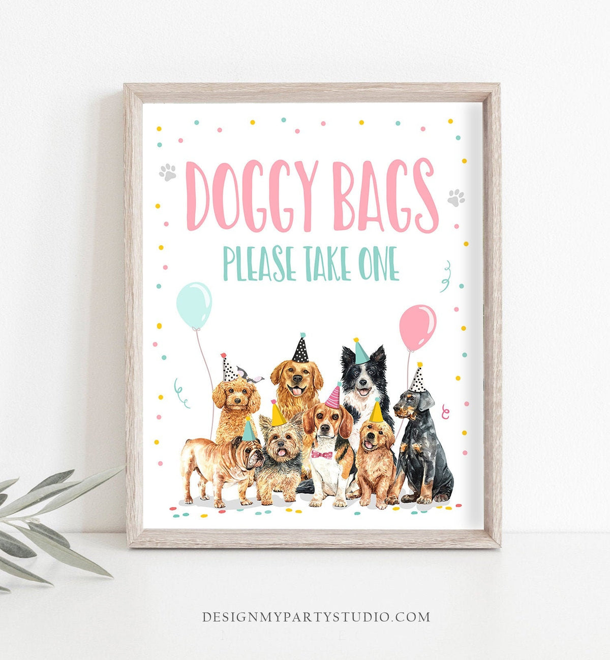 Favors Puppy Birthday Sign Table Decor Dog Birthday Party Pink Girl Puppy Doggy Bags Sign Vet Pawty Decor Table Sign Download Printable 0384