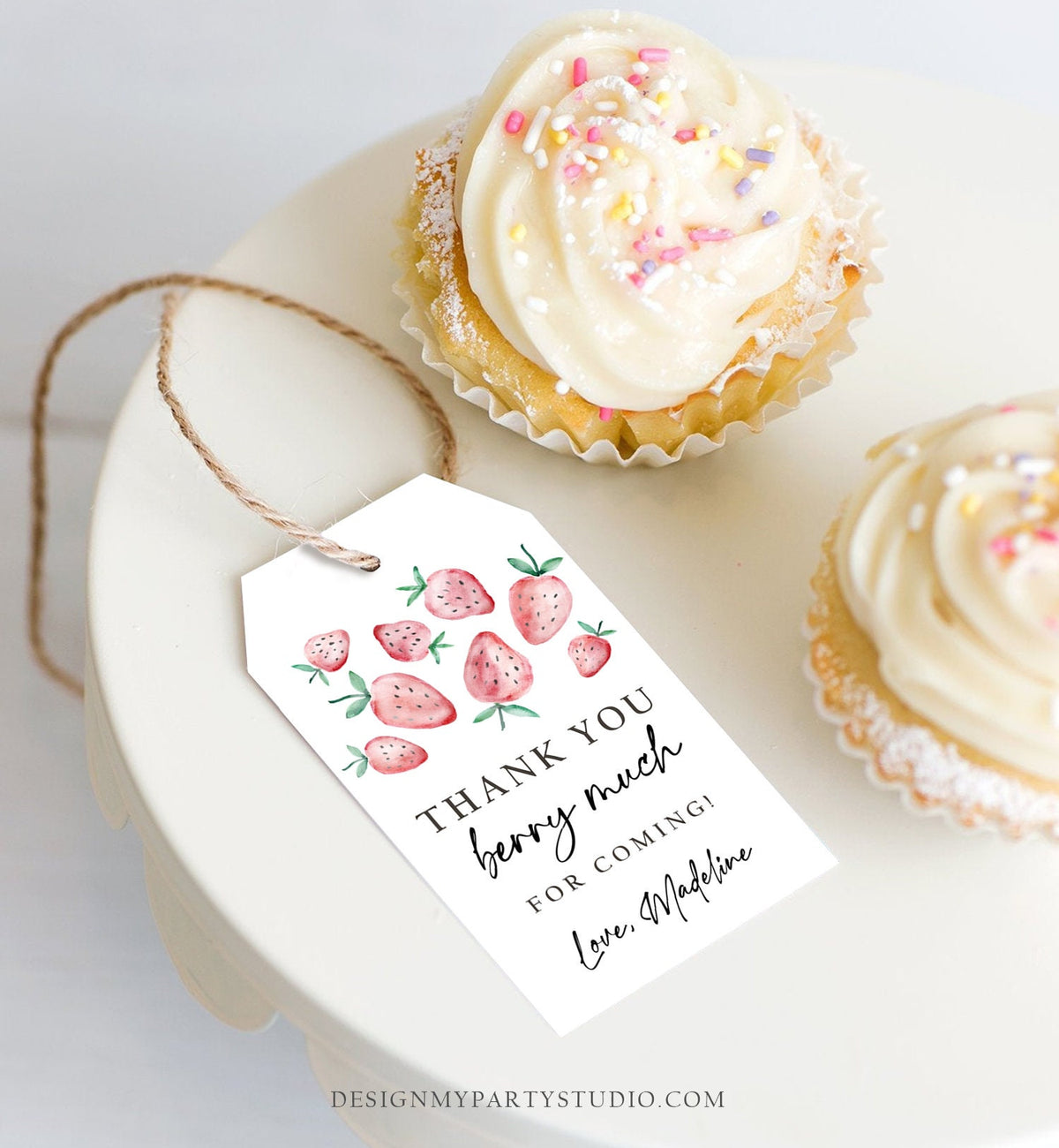 Editable Strawberry Favor Tags Strawberry Birthday Thank you tags Label Berry Much Gift tags Farmers Market Digital Template Printable 0399