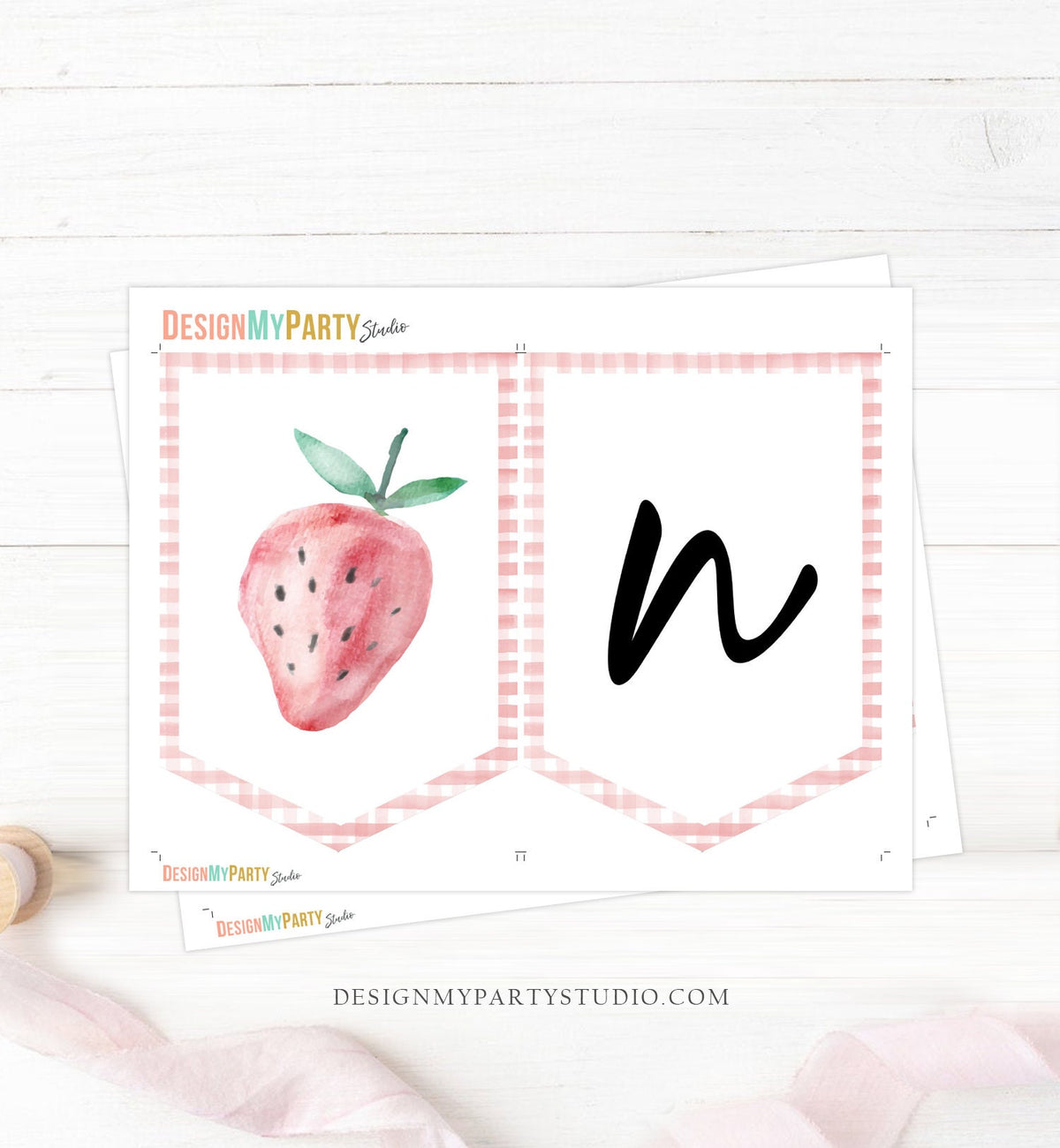Strawberry High Chair Banner Berry First Birthday Girl 1st Strawberry Garland High Chair Banner ONE Fruit Party Decor Digital Printable 0399