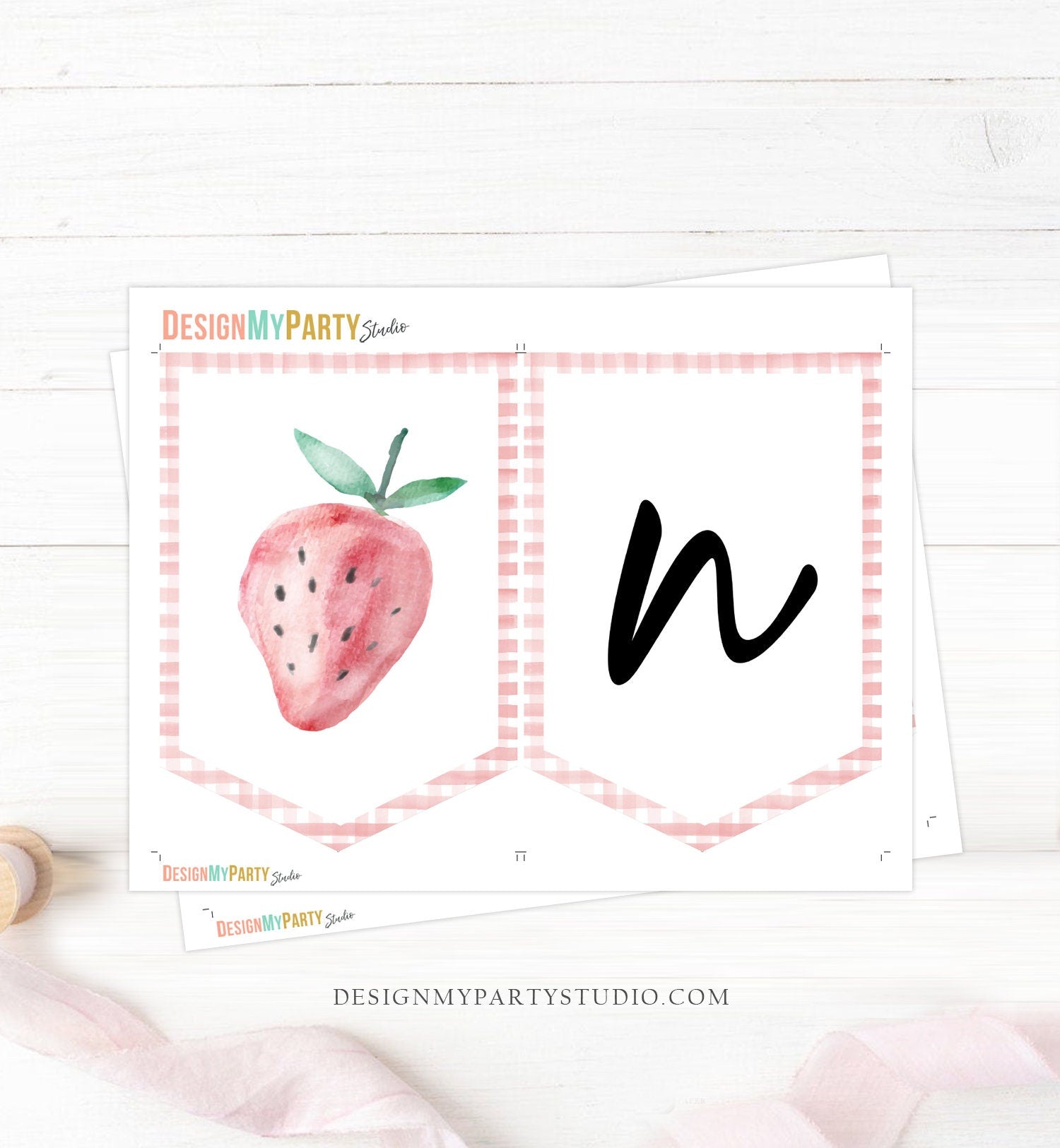 Strawberry High Chair Banner Berry First Birthday Girl 1st Strawberry Garland High Chair Banner ONE Fruit Party Decor Digital Printable 0399