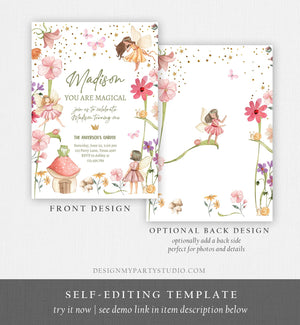 Editable Fairy Birthday Invitation Fairy Garden Birthday Fairy Forest Girls 1st Birthday Magical Download Printable Template Corjl 0406