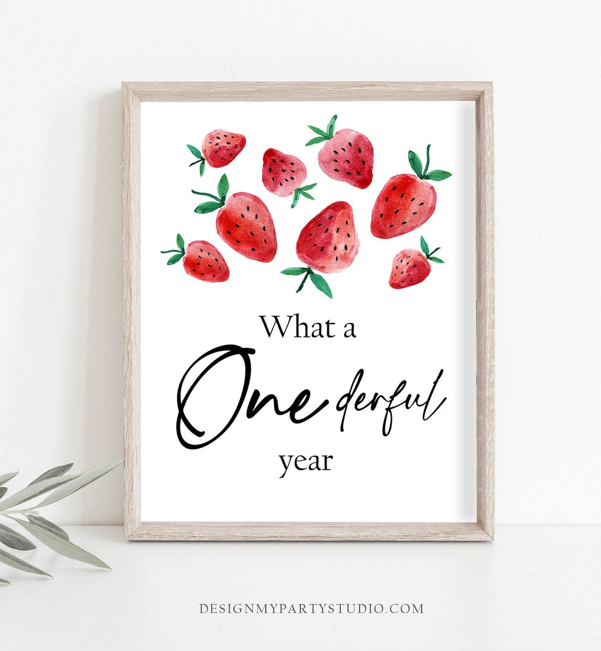 First Birthday Sign Strawberry 1st Birthday Party Sign Berry Sweet Onederful Year Sign Strawberry Party Decor Market Download Printable 0399