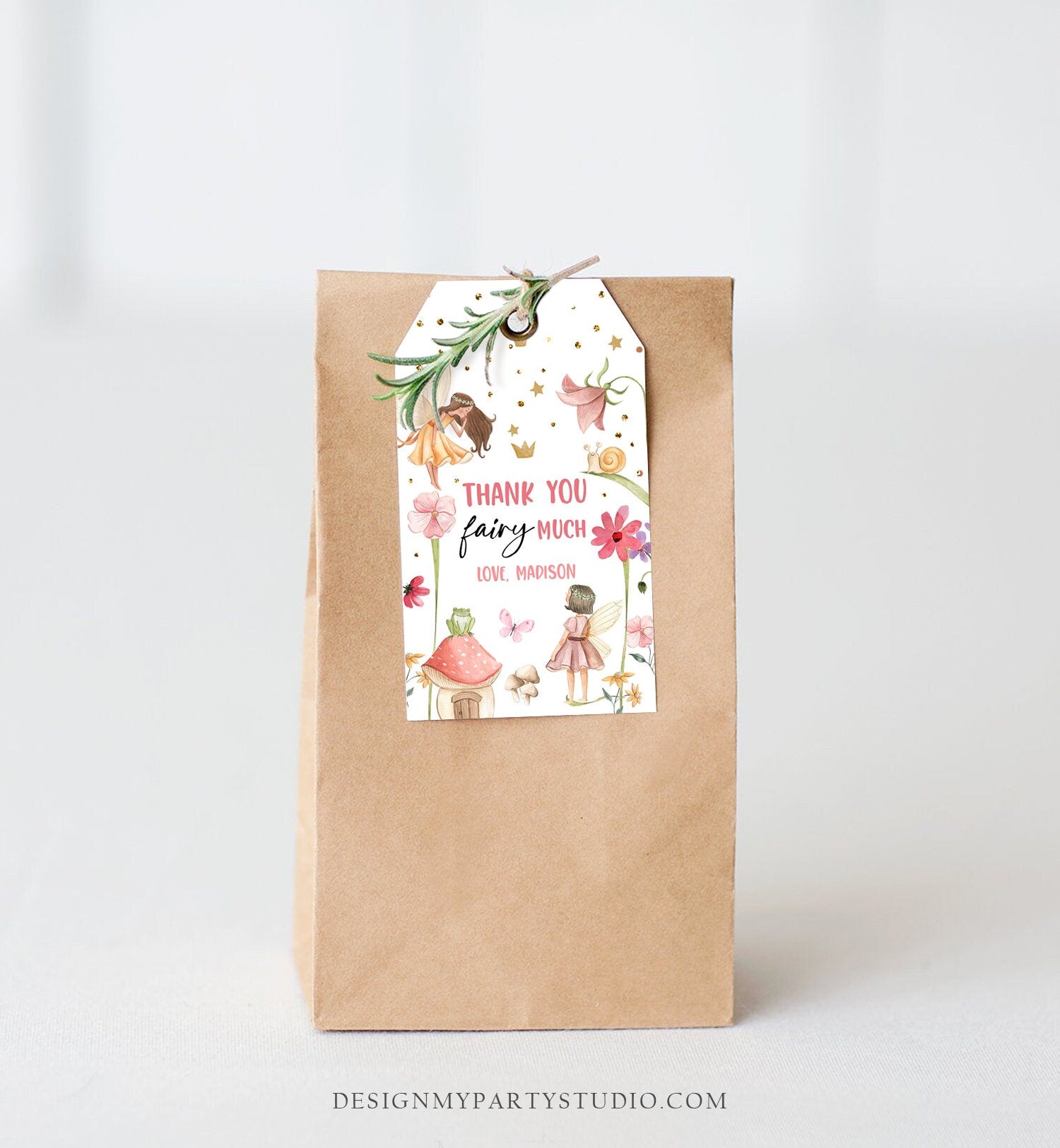 Editable Fairy Favor Tags Enchanted Forest Birthday Thank you tags Label Girl Fairy Garden Gift tags Download Template PRINTABLE Corjl 0406