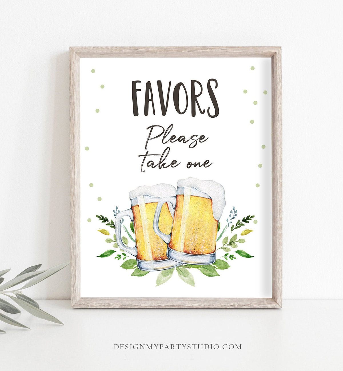 Party Favors Sign Table Decor Baby is Brewing Sign Gift Table Bottles and Beers Greenery Favors Table Sign Gender Neutral Printable 0190
