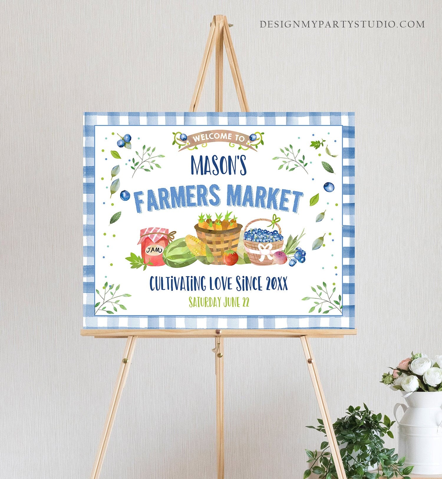 Editable Farmers Market Welcome Sign Blueberry Birthday Baby Shower Fa - Design My Party Studio editable-farmers-market-welcome-sign-blueberry-birthday-baby-shower-fa-design-my-party-studio